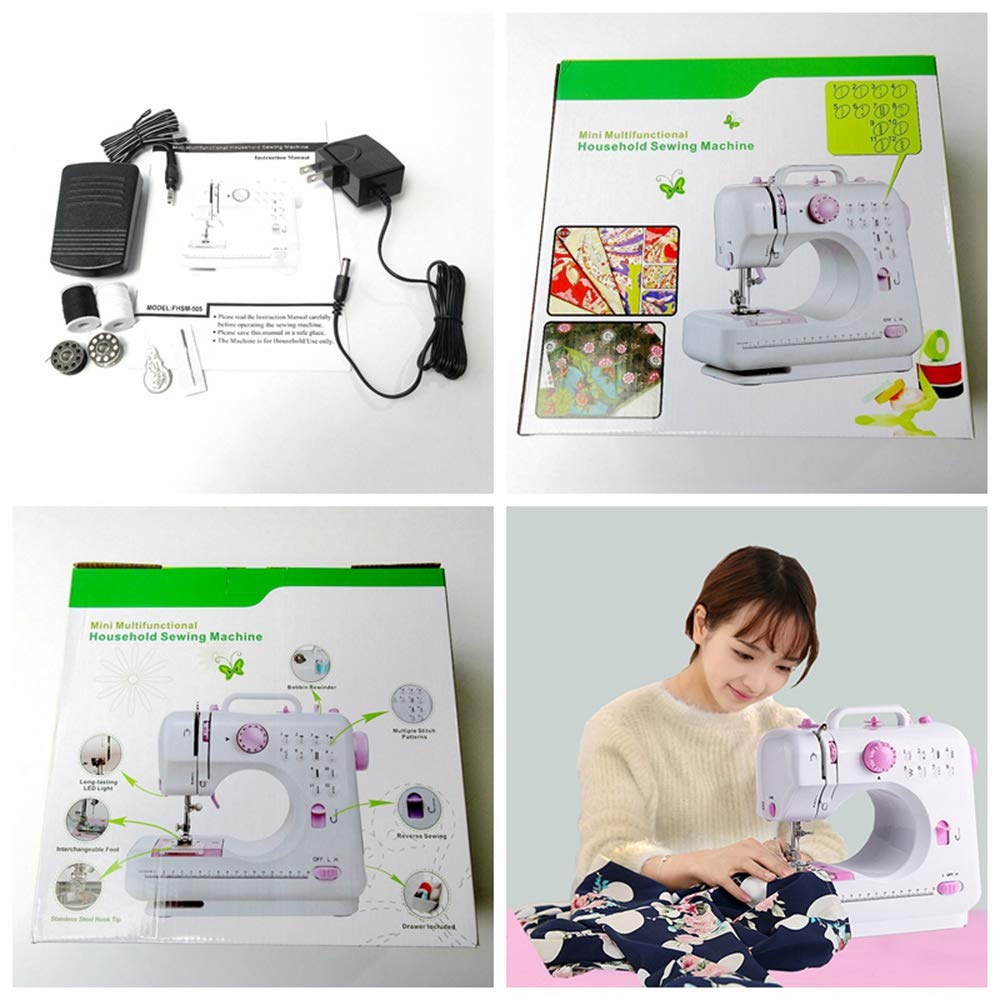 12 Built-in Stitch Patterns Portable Sewing Machine for Home Use - Perfect for DIY Crafts, Clothing Repairs & Quilting Projects