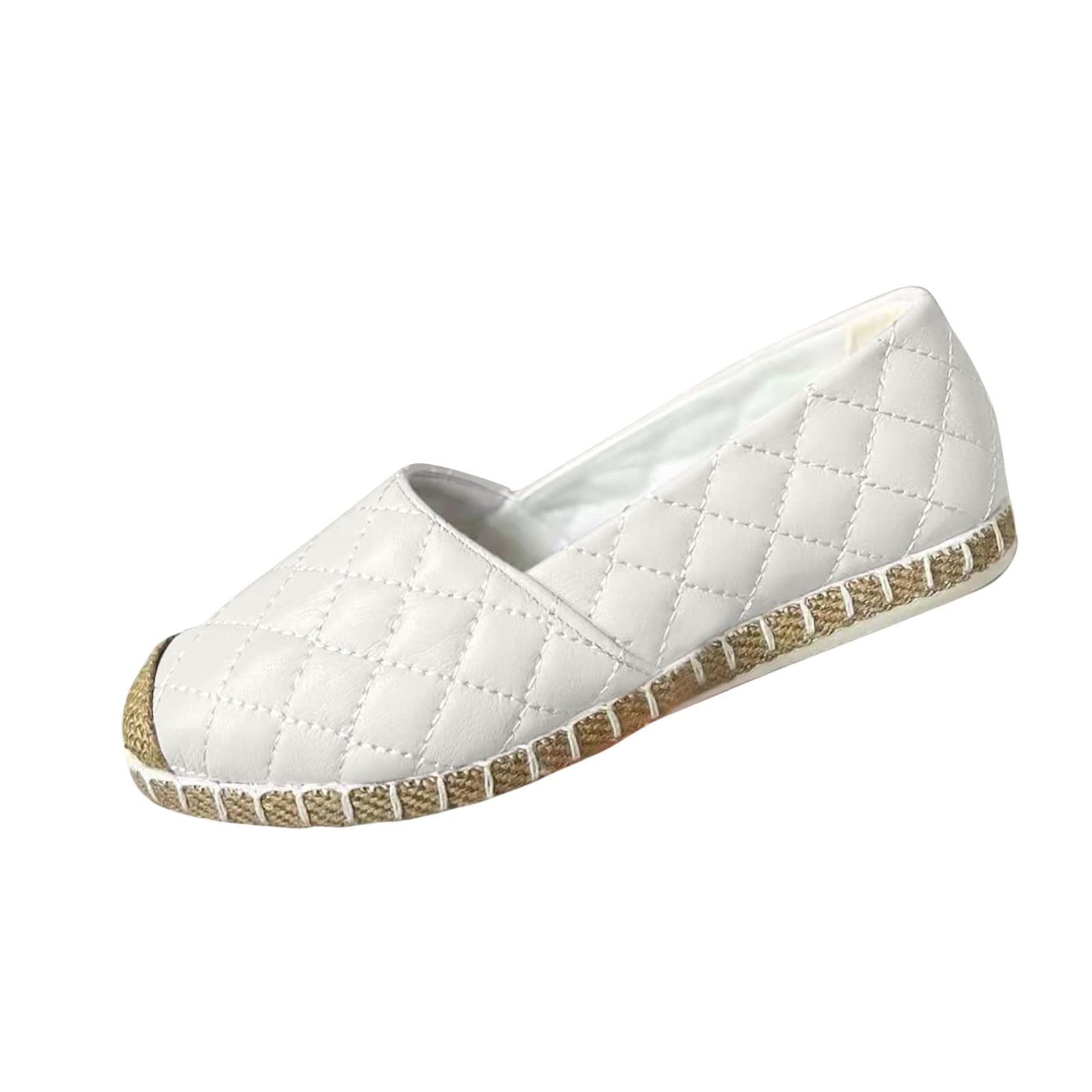 Women's Comfortable Espadrille Flats - Soft Closed Toe Slip-On Loafers with Straw Sole | Casual Walking Shoes for Summer, Beach & Vacation Wear