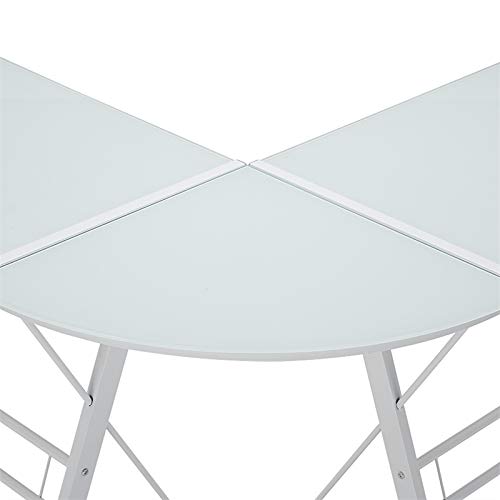 Pemberly Row White Gaming Desk - Metal & Glass Computer Desk for Home Office, Streaming & Esports Setup - Ergonomic Workstation for PC, Monitor & Accessories