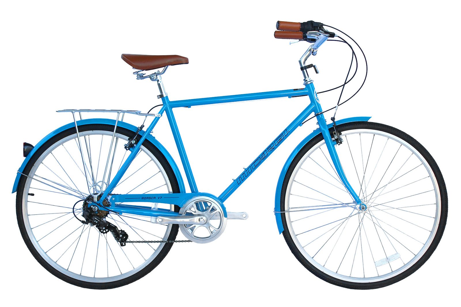MICARGI Roasca V7-M-53-DSB 700C 53cm Hi-Ten Steel City Bicycle for Adults - Comfortable Commuter Bike with Upright Riding Position - Perfect for Urban Cycling, Daily Commute & Leisure Rides (Blue)