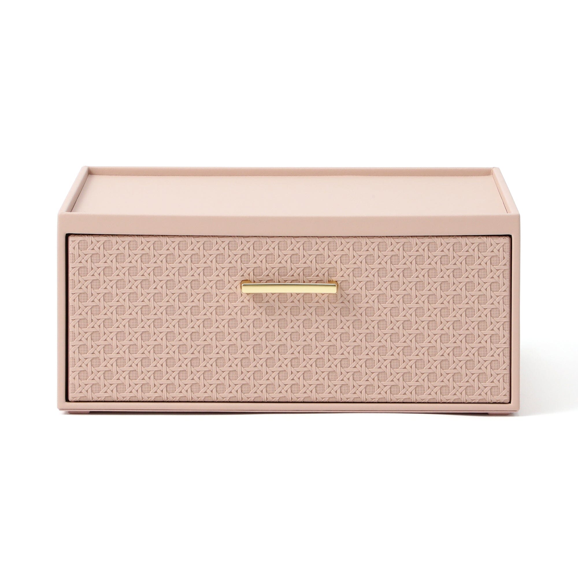 Pink Embossed Stacking Drawer Organizer - Small Plastic Storage Bins for Jewelry, Makeup & Office Supplies | Compact Drawer Organizer for Bedroom, Bathroom & Desk