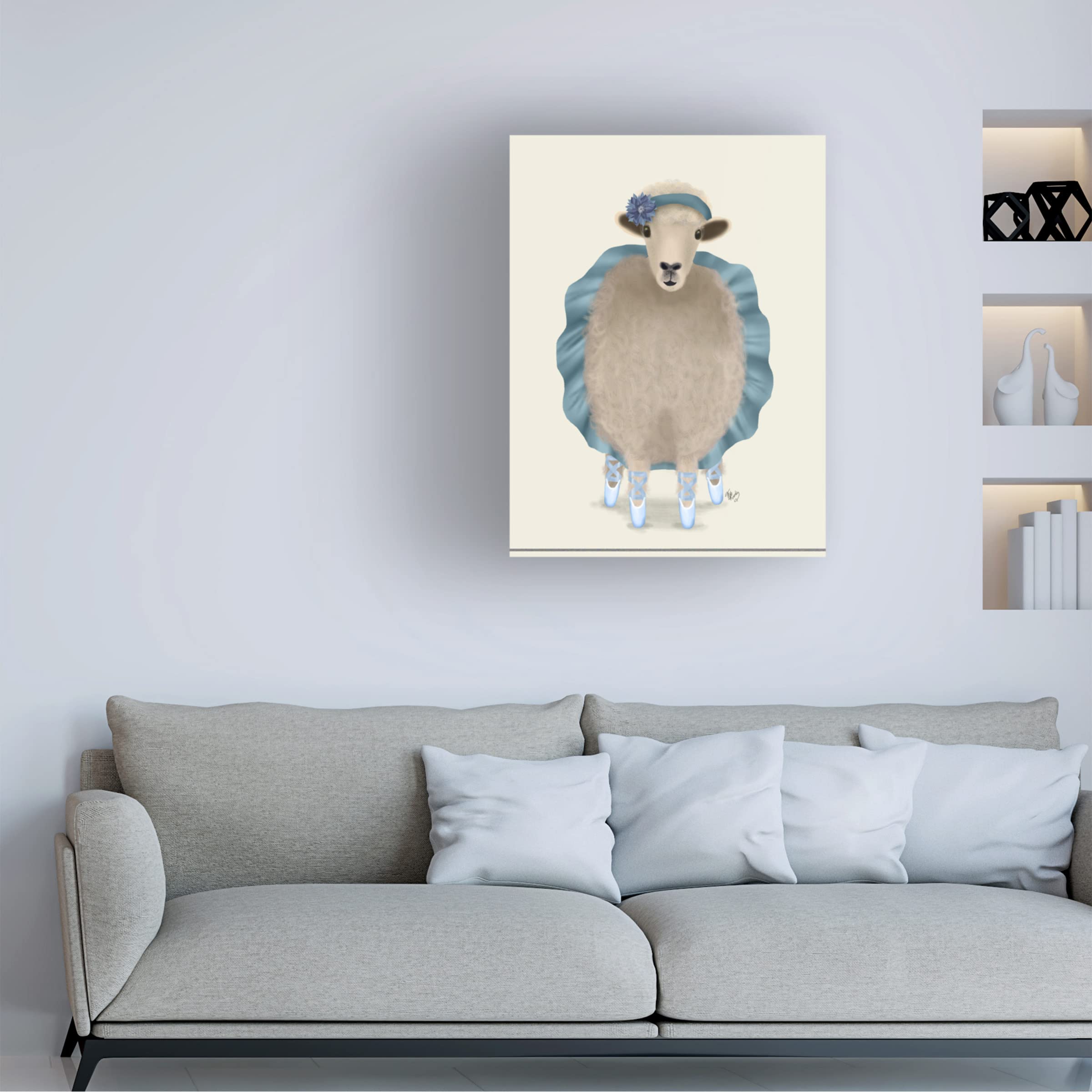 Fab Funky 'Ballet Sheep 3' Canvas Wall Art Print - Modern Home Decor for Living Room, Bedroom & Office - Unique Animal Painting for Art Lovers