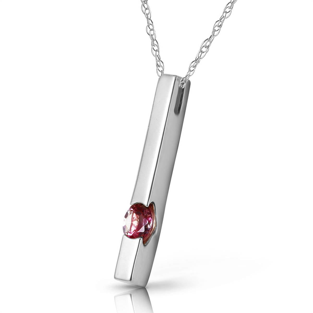 0.25 Carat 14K Solid White Gold Pink Topaz Pendant Necklace for Women - Elegant Heart-Shaped Jewelry Gift for Valentine's Day, Anniversary & Special Occasions