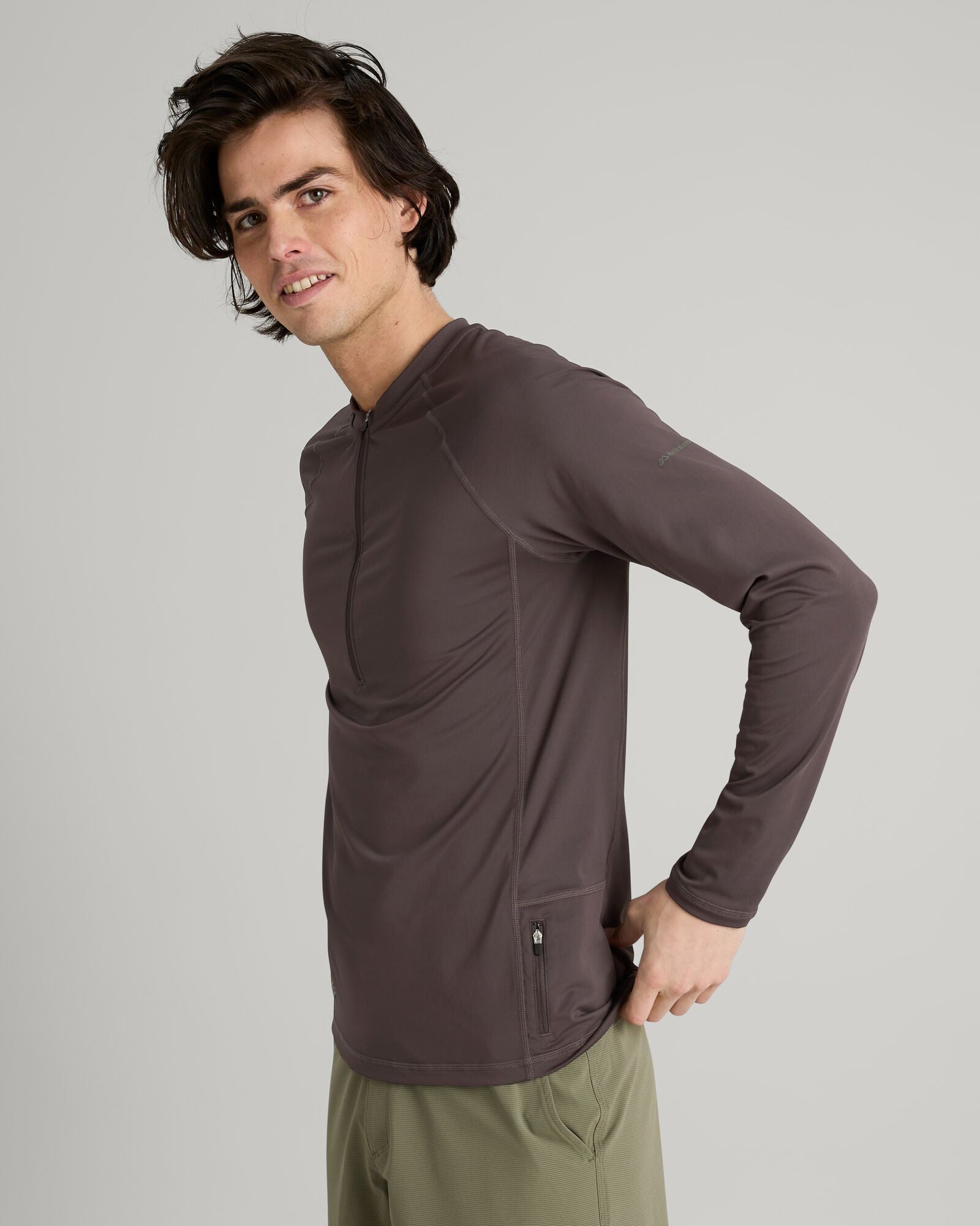 WTR Seeker Men's Quick-Dry Splash Long Sleeve Shirt - Dark Quartz | UPF 50+ Sun Protection | Hiking, Fishing & Outdoor Activities