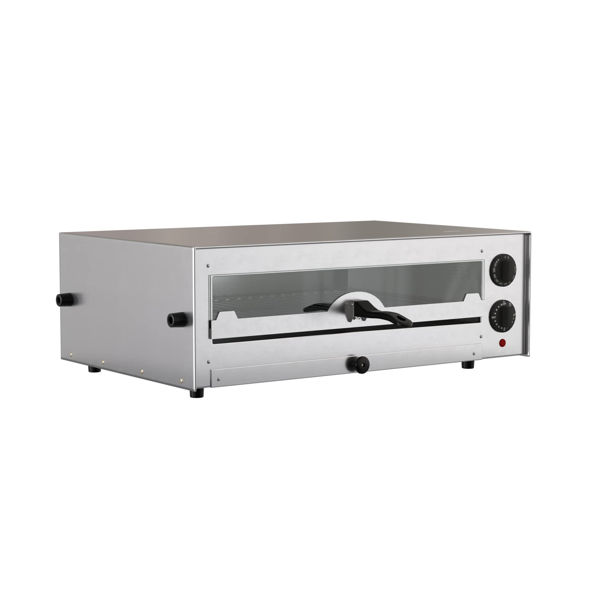 KPO16TSGL Commercial Stainless Steel Countertop Pizza & Snack Oven - Adjustable Thermostat, Glass Door, 120V 1700W - Perfect for Pizzerias, Cafes & Home Kitchen Use