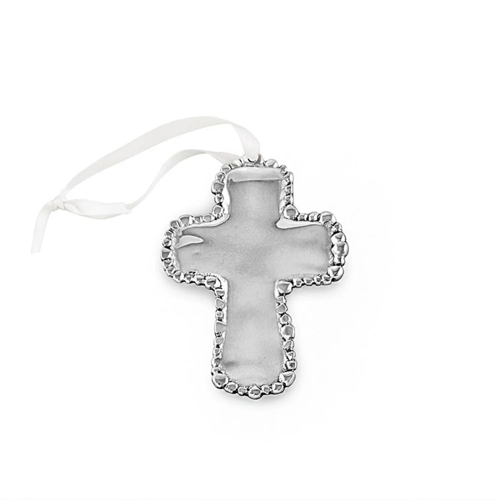 Beatriz Ball Baby Organic Pearl Cross Ornament - Handmade Baptism Gift, Christening Keepsake, First Communion Present - Perfect for Baby Showers, Religious Ceremonies & Nursery Decor