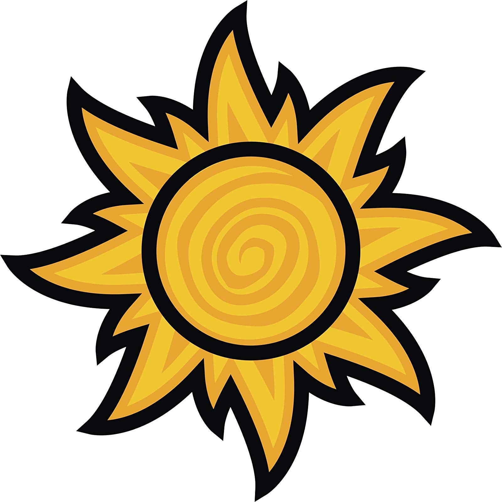 EW Designs Yellow Tangled Style Golden Sun Magnetic Vinyl Bumper Sticker - 4 Inch Wide Decorative Magnet for Cars, Fridges & DIY Projects