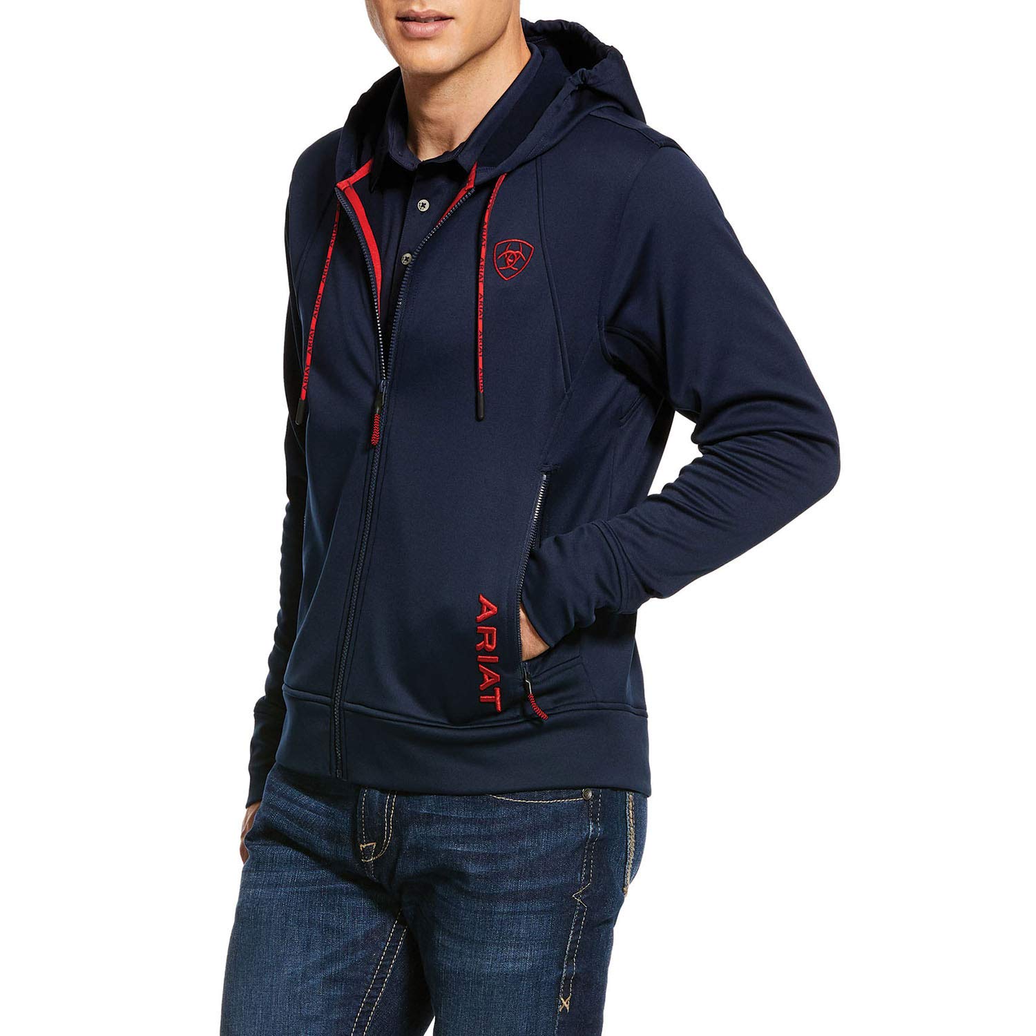 ARIAT Men's Keats Full Zip Hoodie - Lightweight Fleece Jacket for Outdoor & Casual Wear - Hiking, Camping & Everyday Use