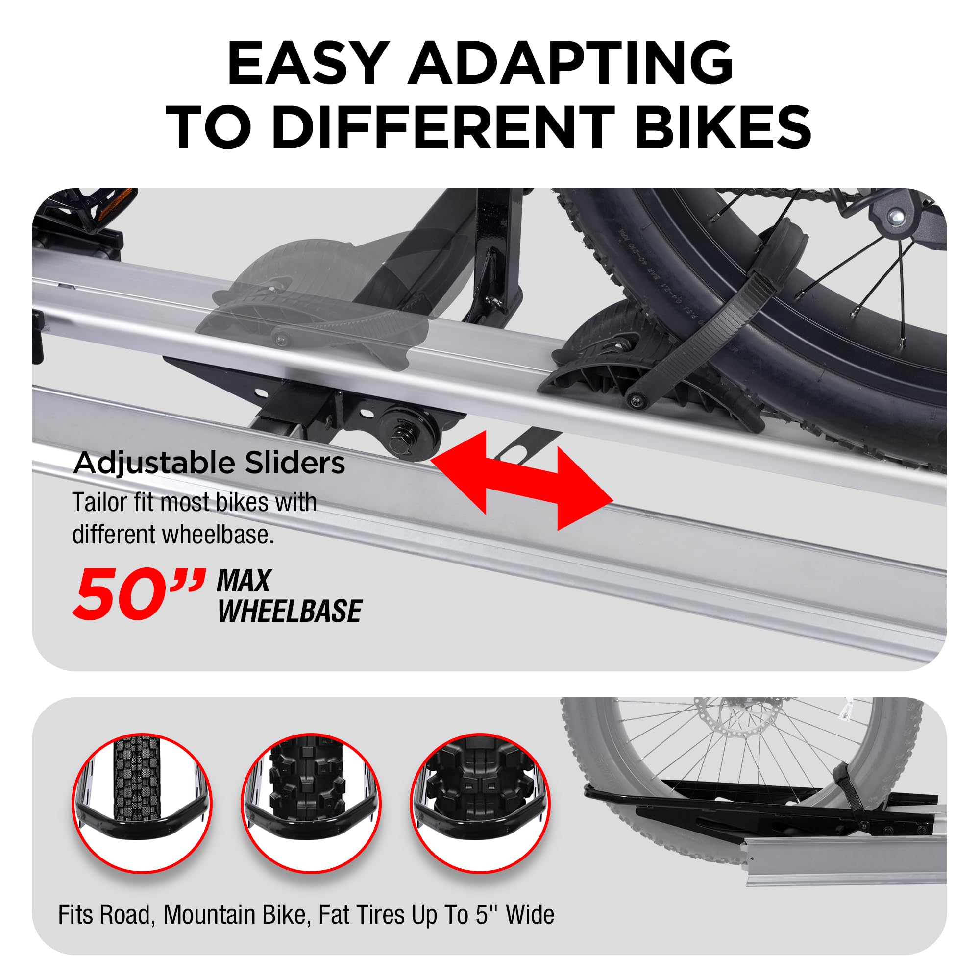 Heavy Duty Hitch Mount Bike Rack for Electric Bikes - 100 lbs Capacity Bicycle Carrier for Trucks, SUVs, RVs & Trailers | Includes Loading Ramp - Perfect for Road Trips, Camping & Outdoor Adventures