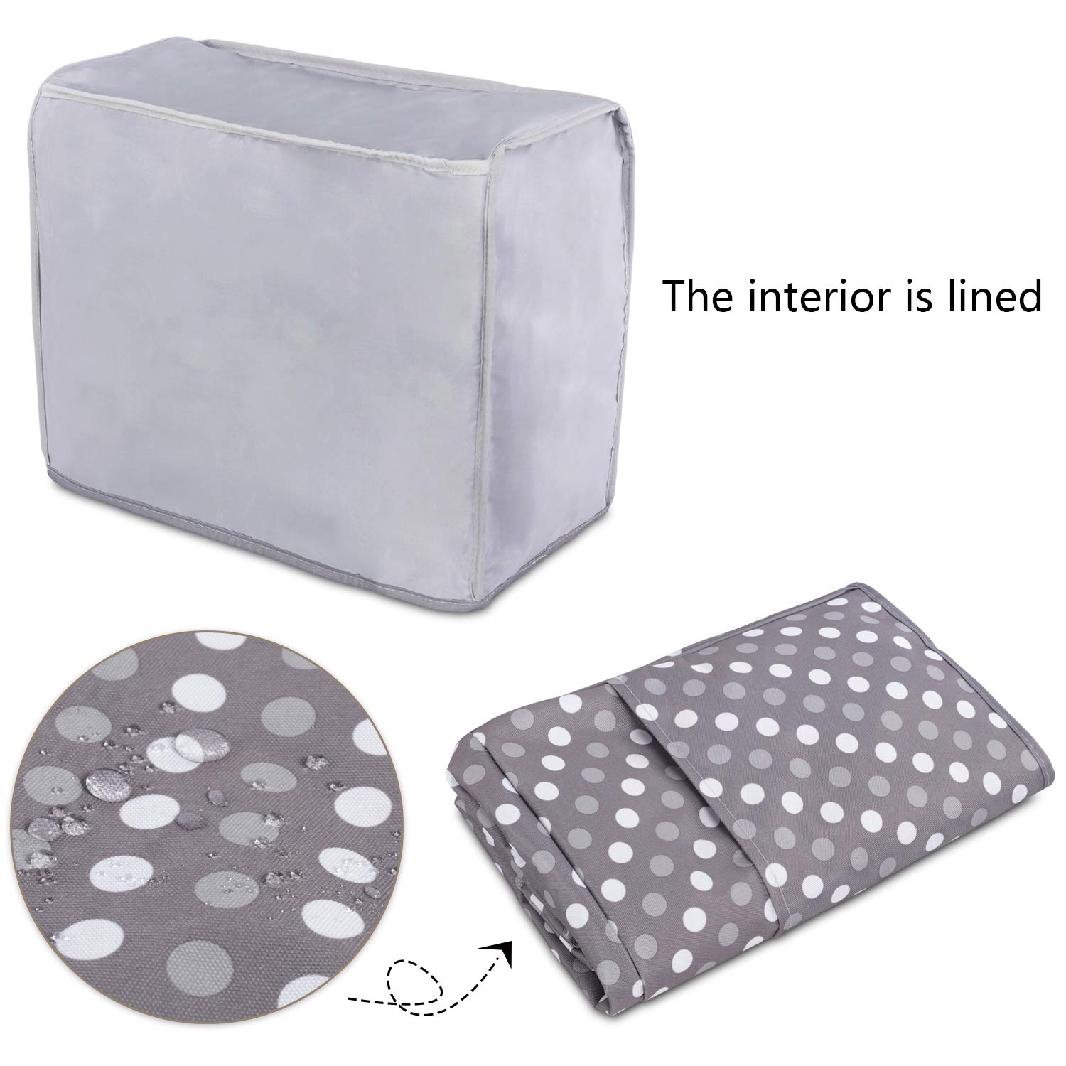Luxja Sewing Machine and Serger Dust Cover - Universal Fit for Singer & Brother Sergers (Gray Dots Pattern) | Protects from Dust & Debris for Home & Studio Sewing Spaces