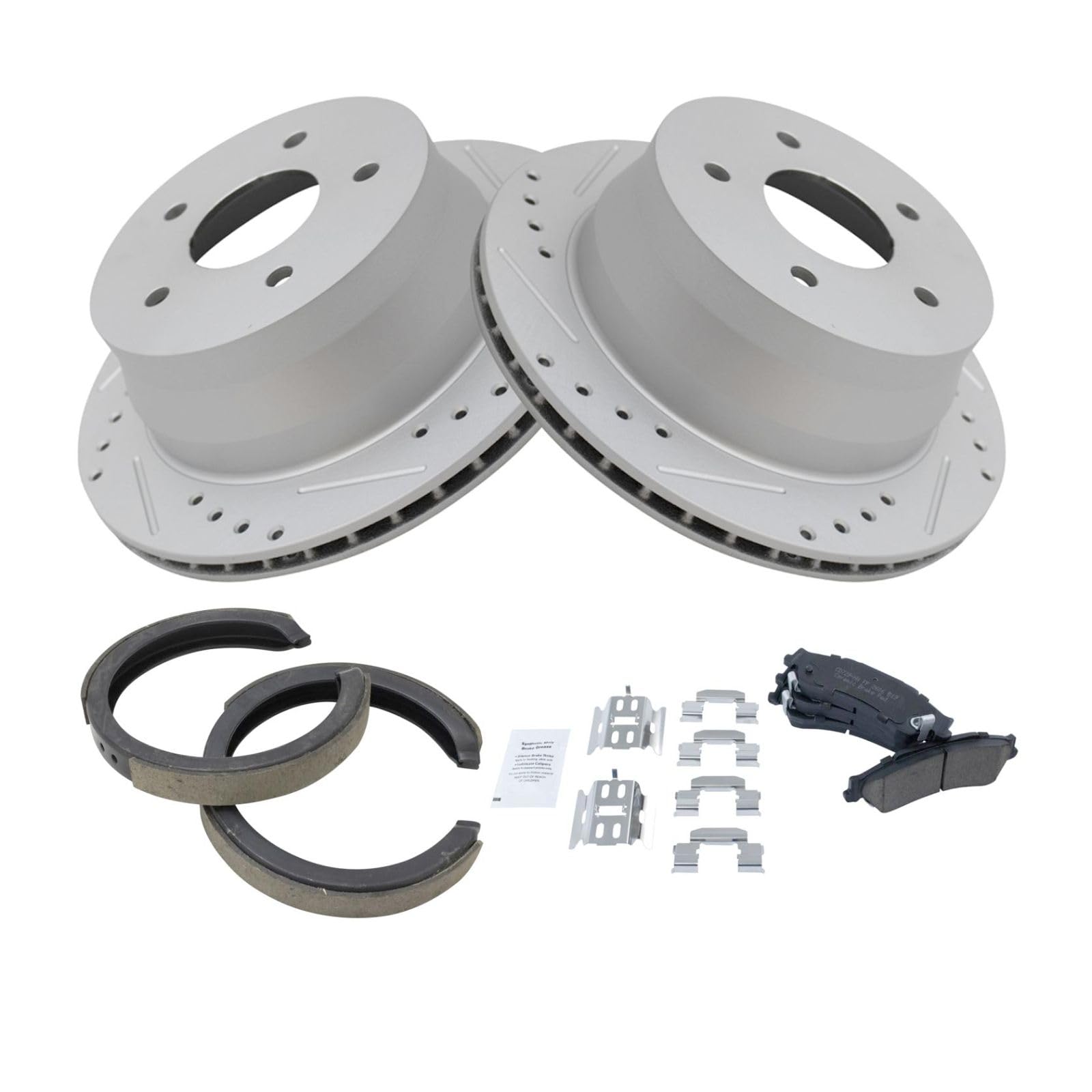 High-Performance Rear Ceramic Brake Pads & Rotors Kit with Parking Shoes - Compatible with Chevy Blazer 2002-2023 | Durable Friction Material for Smooth Braking | Perfect for City Driving, Off-Road Adventures & Daily Commutes