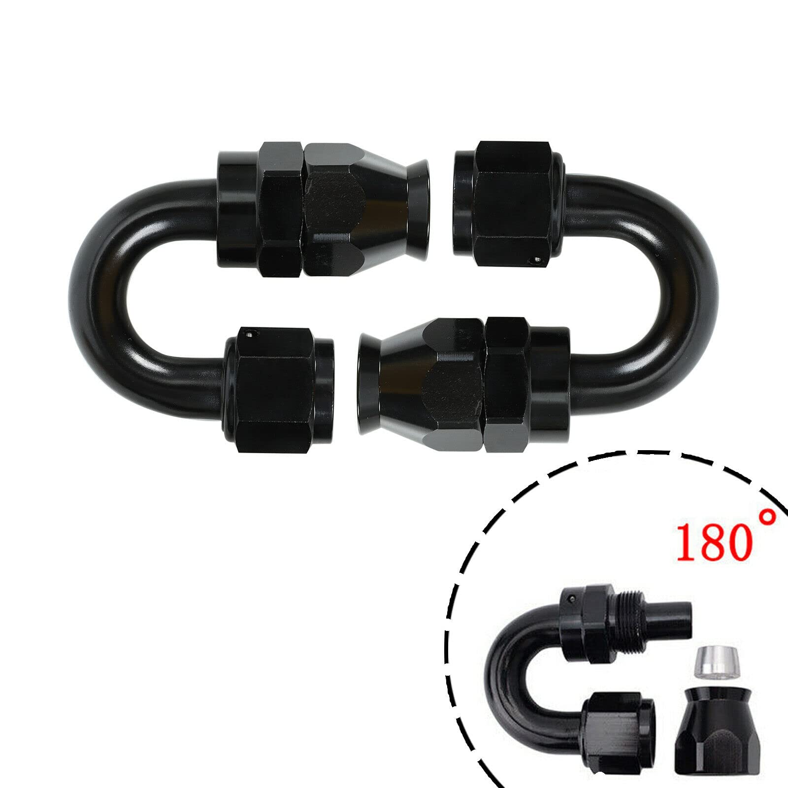8AN 20FT PTFE Fuel Hose Kit with 10 Swivel Fittings - for Gas/Oil Transfer - Black