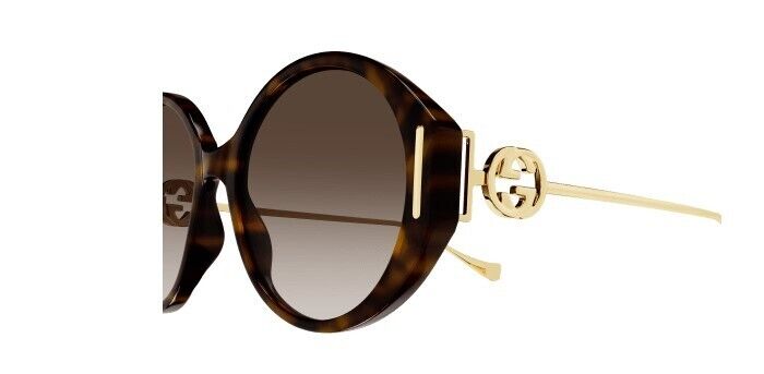 Gucci GG 1202S 003 Havana Gold/Brown Oversized Round Sunglasses for Women - Luxury Fashion Accessory for Beach, Driving & Outdoor Activities