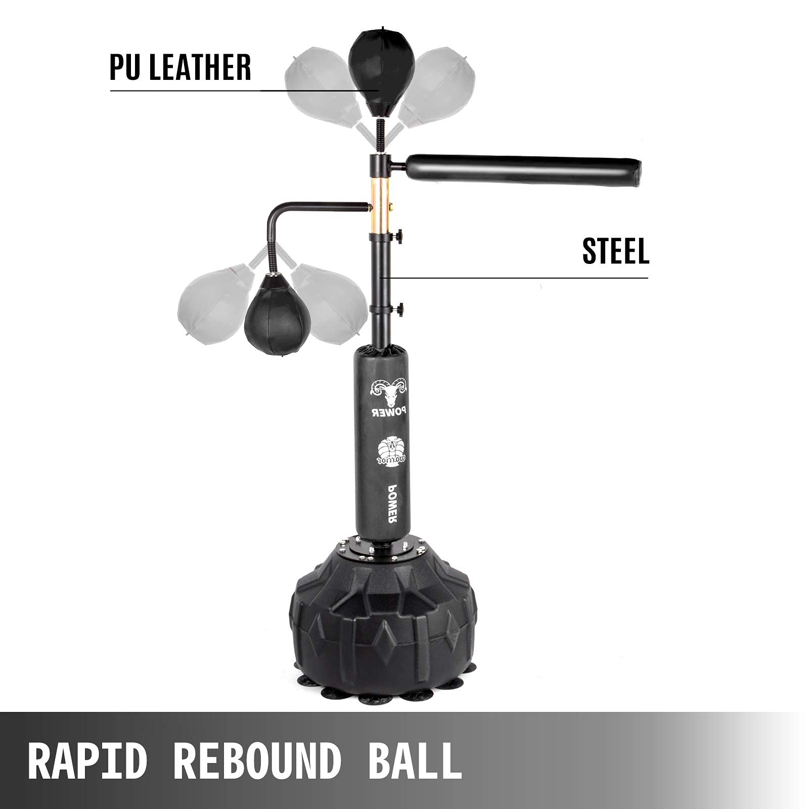 Happybuy Boxing Speed Trainer - Adjustable Height Punching Bag with Spinning Bar, Reflex Ball & Gloves | Free Standing Speed Bag for Boxing Training | Ideal for Adults & Kids | Home Gym & Martial Arts Practice