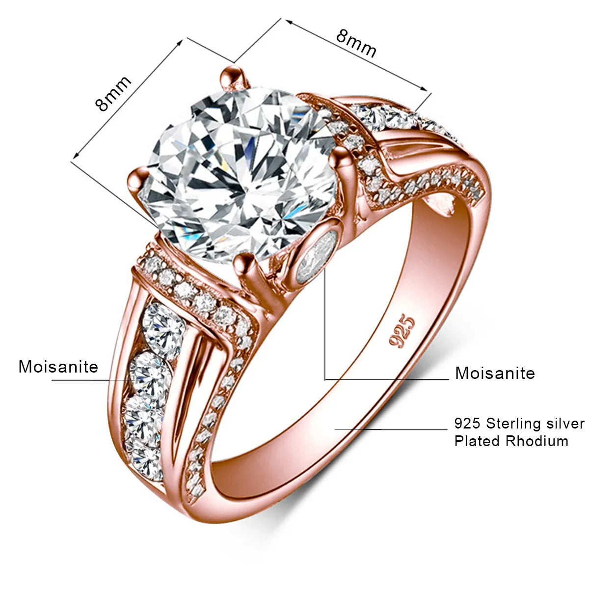 2ct D Color VVS1 Certified Moissanite Diamond Ring for Women - 925 Sterling Silver Wedding Jewelry - Passes Diamond Test - Perfect for Engagement, Anniversary & Special Occasions