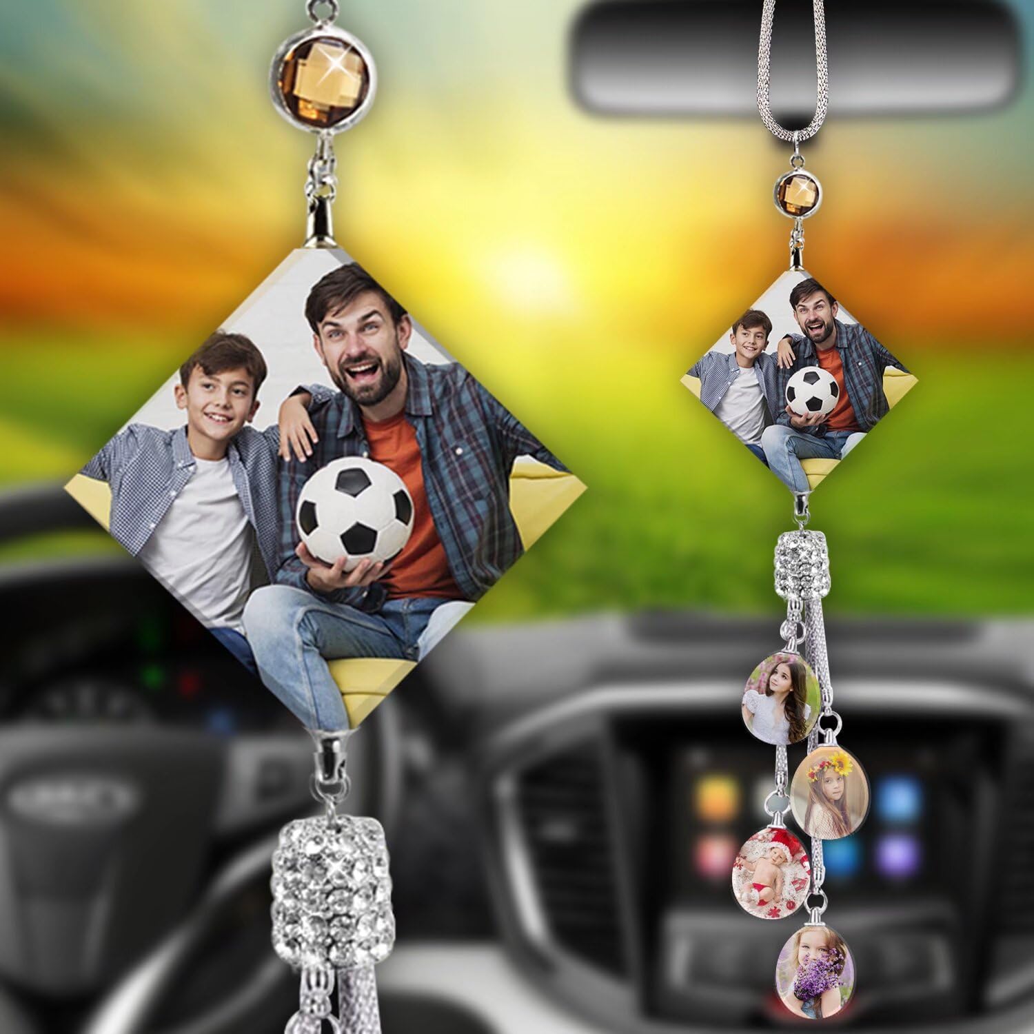 Custom Crystal Diamond Car Pendant - Personalized Rearview Mirror Hanging Decor for Vehicles | Lucky Charm Car Accessory for Safety & Style | Perfect for Gifts, Daily Commute & Road Trips