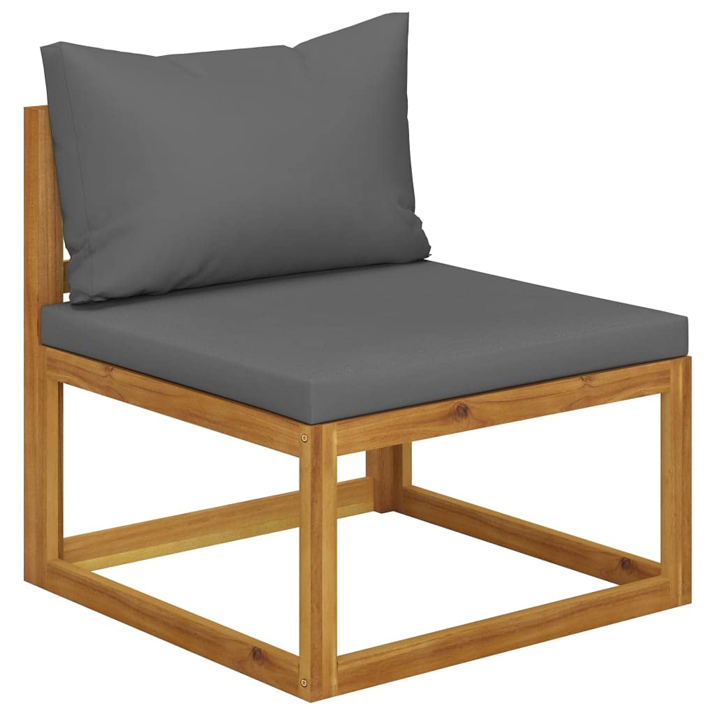 Premium 6-Piece Acacia Wood Outdoor Lounge Set with Dark Gray Cushions - Modern Patio Furniture with Coffee Table, Sofa & Ottoman - Weather-Resistant Garden Set for Backyard, Poolside or Terrace Relaxation