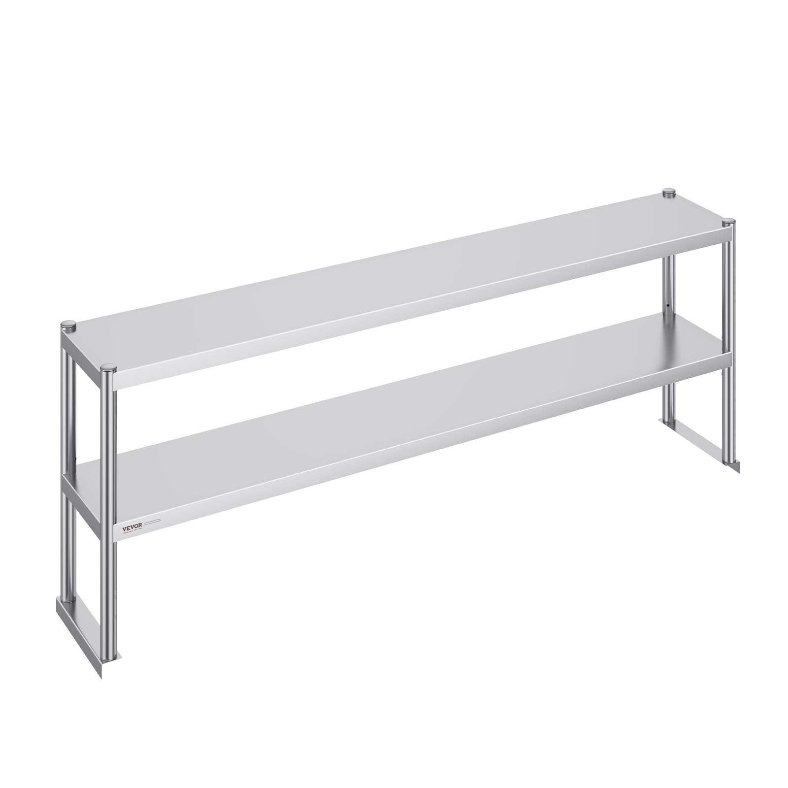 VEVOR 12 x 72 Inch Double Tier Stainless Steel Overshelf - Adjustable Height Prep Work Table for Kitchen, Restaurant, Workshop | Heavy Duty Commercial Shelving for Food Prep, Storage & Organization