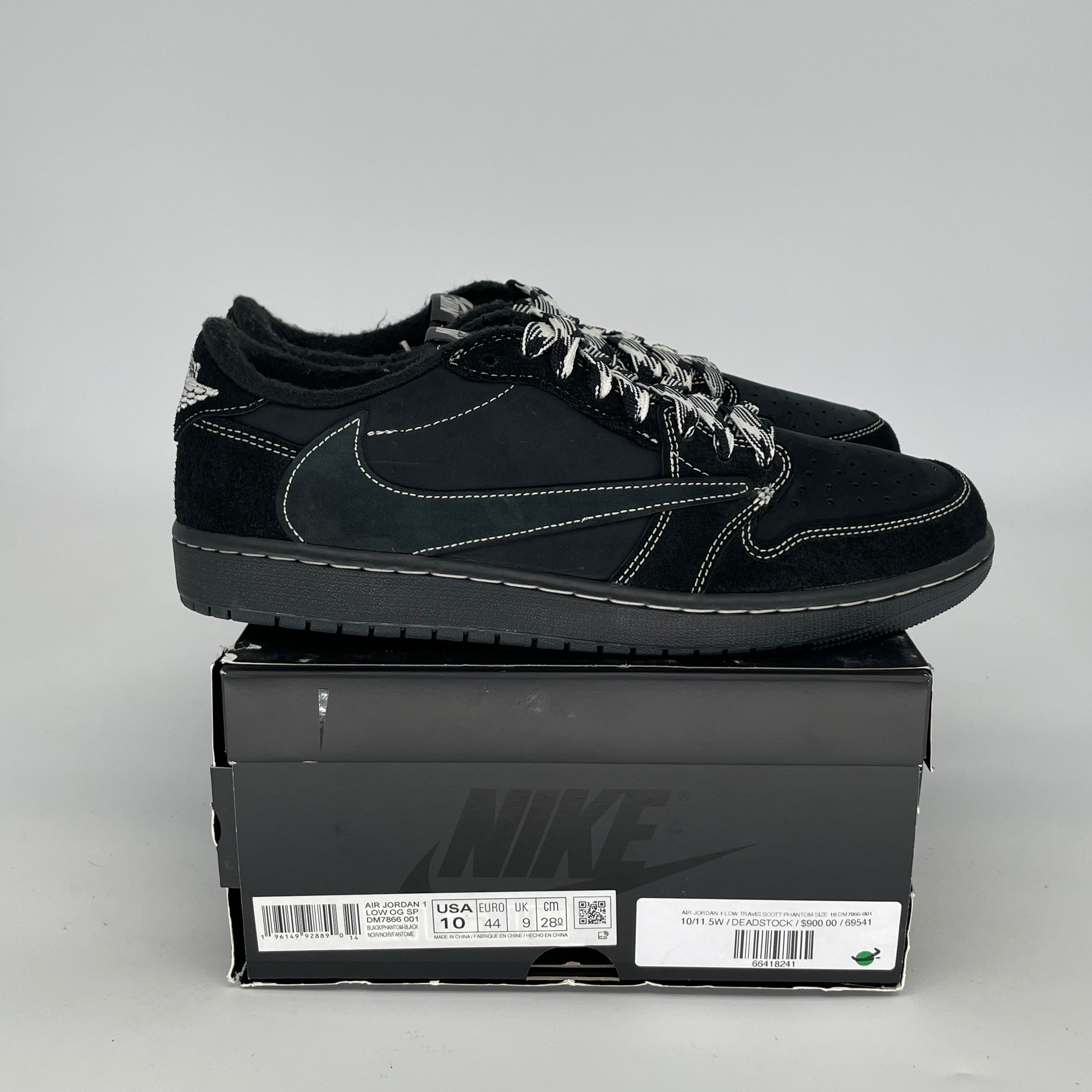 Air Jordan 1 Low Travis Scott Phantom Sneakers - Men's Size 10 & Women's Size 11.5 (DM7866-001) - Perfect for Streetwear & Sneaker Collectors