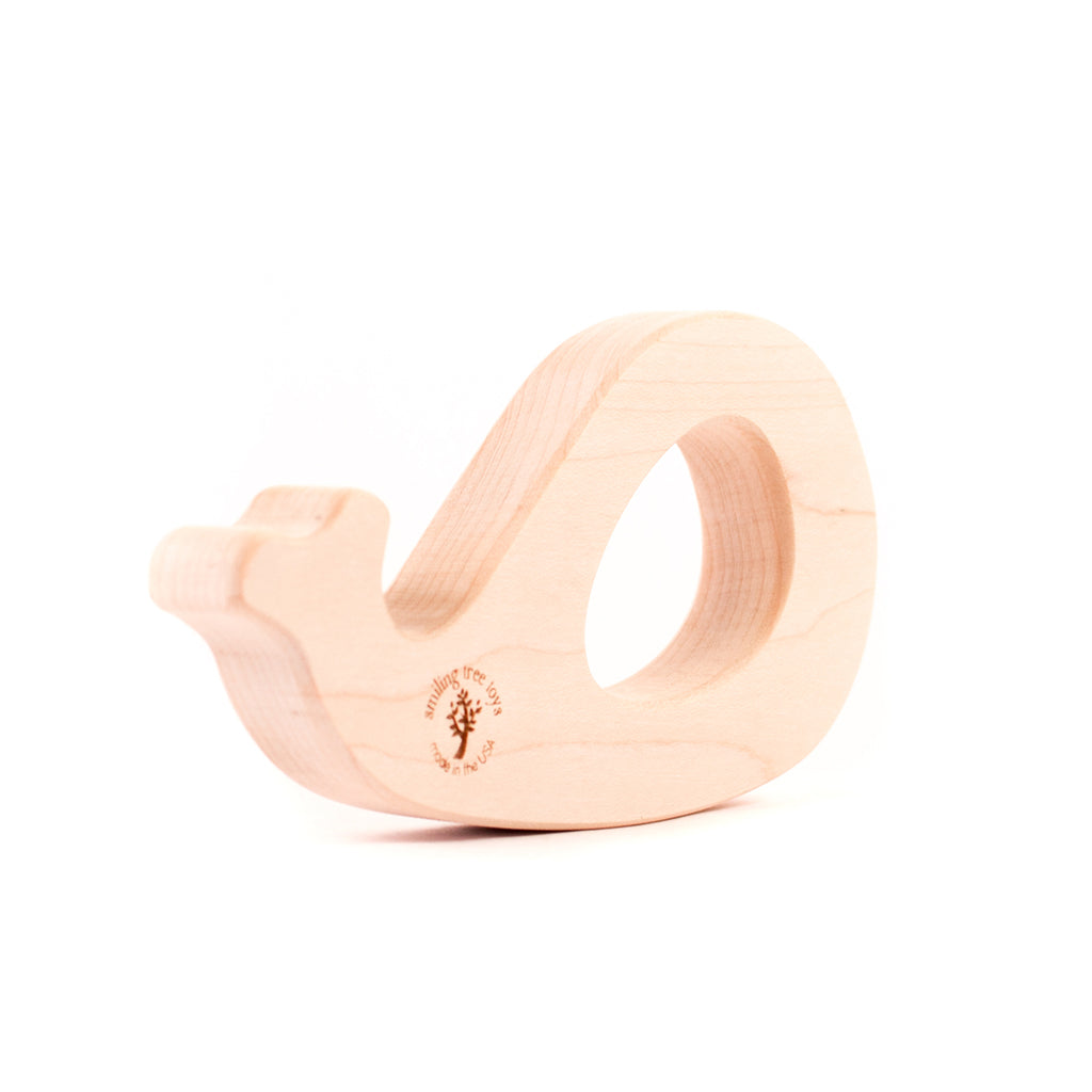 Natural Wooden Whale Teether for Babies - Safe & Non-Toxic Teething Toy for Soothing Sore Gums - Perfect Baby Shower Gift for Newborns & Infants - Use at Home, Daycare or On-the-Go