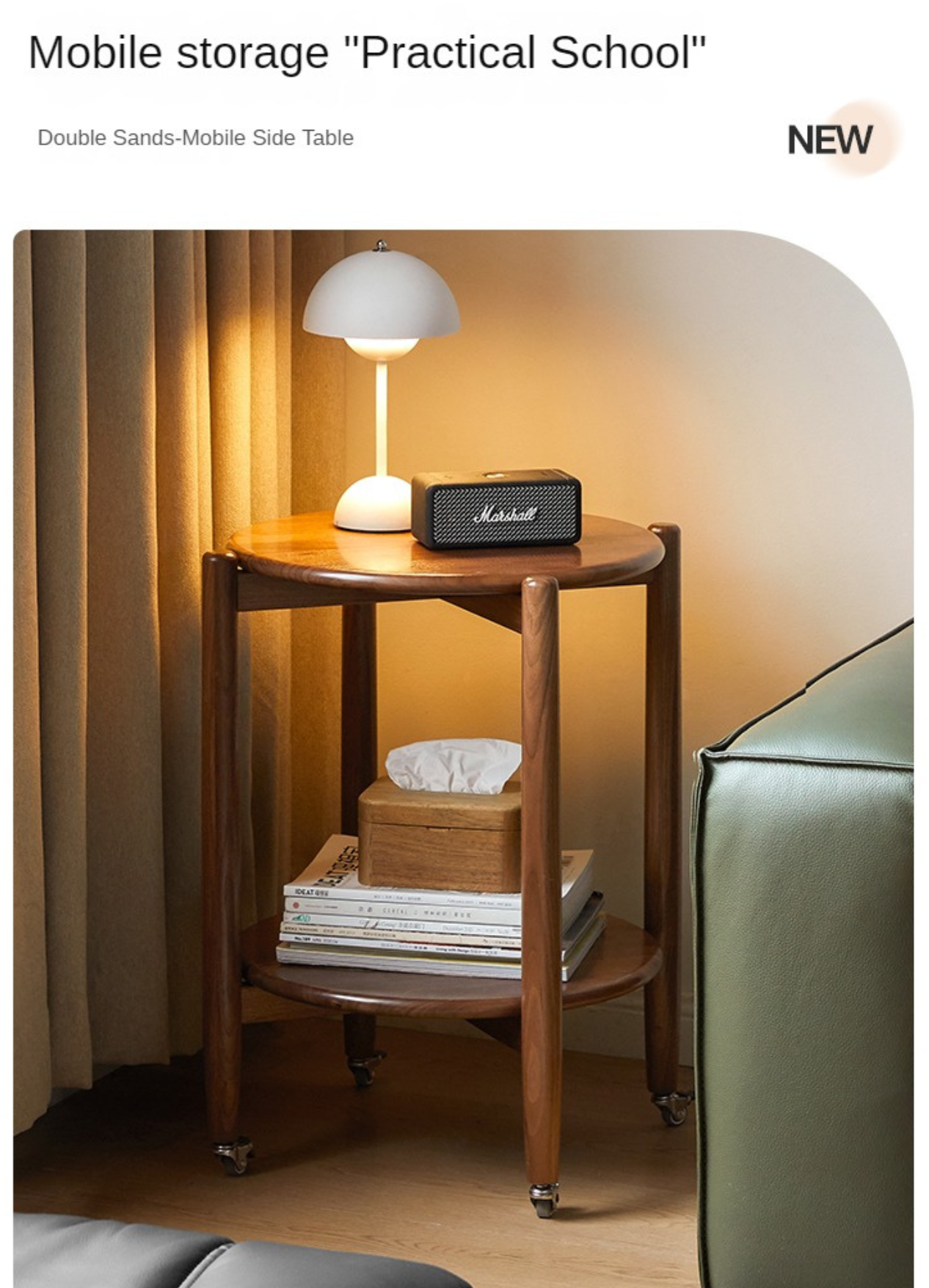 Black Walnut Solid Wood Round Side Table - Natural Wood End Table for Living Room, Bedroom, or Office - Perfect for Coffee, Books, and Decor