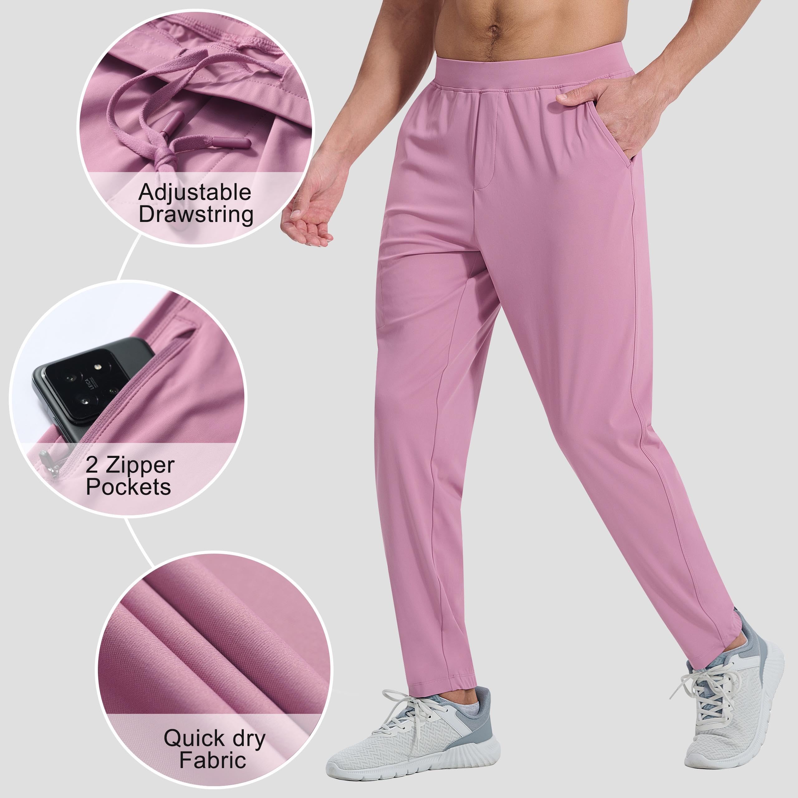 EZRUN Men's Stretch Jogger Pants - Quick Dry Athletic Workout Golf Sweatpants for Running, Gym, Hiking & Casual Wear | Lightweight Comfort for Sports & Everyday Use