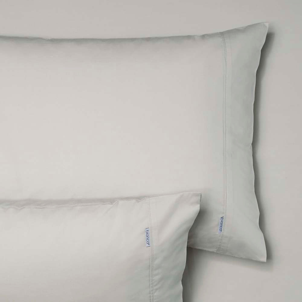 Premium 100% Cotton Percale Fitted Sheet & Pillowcase Set - 300 Thread Count Silver Gray - Single Bed Size - Soft Breathable Bedding for Hotels, Dorms & Guest Rooms