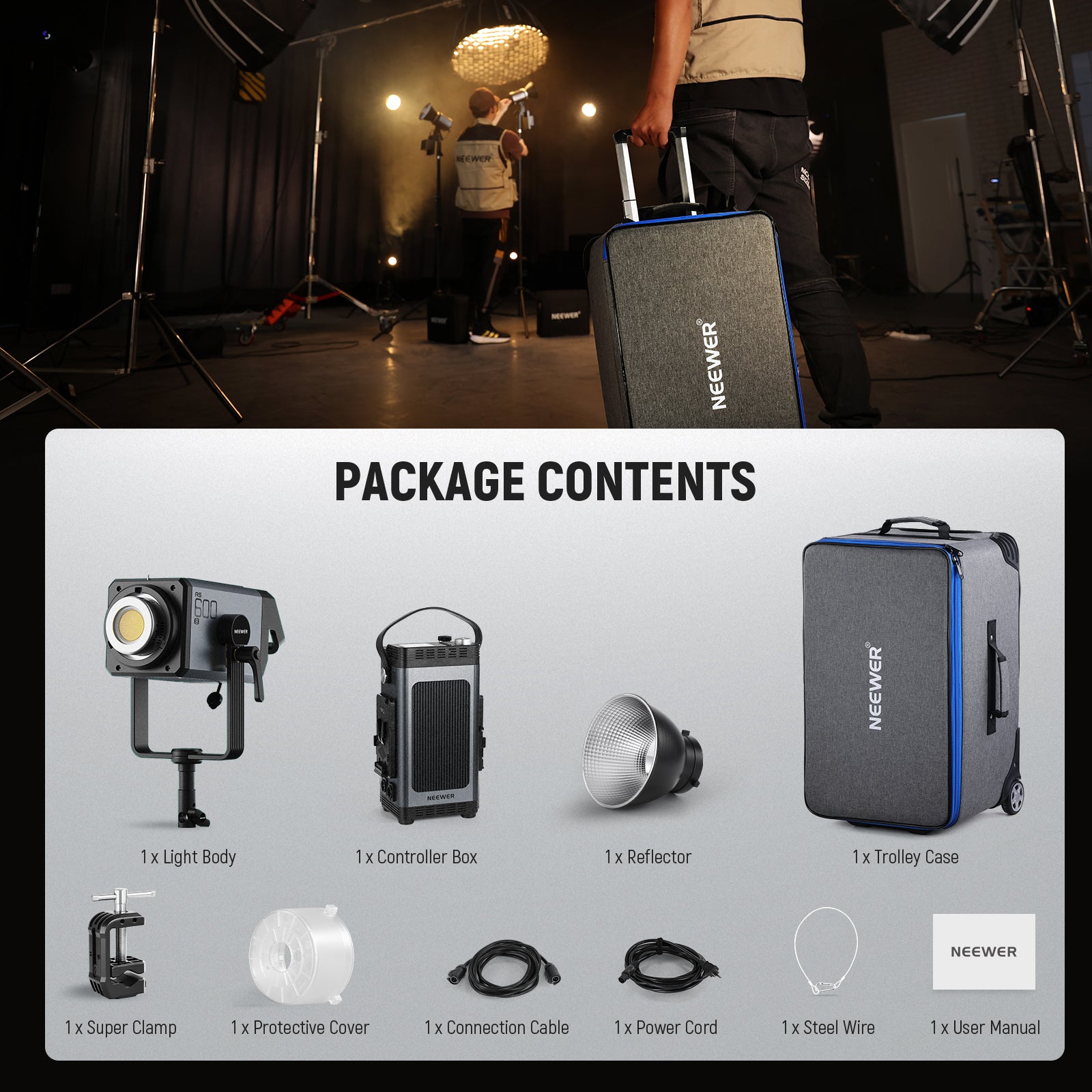 NEEWER AS600B 600W Bi-Color COB LED Video Light for Photography, YouTube Videos & Studio Lighting - Perfect for Content Creators, Vloggers & Filmmakers