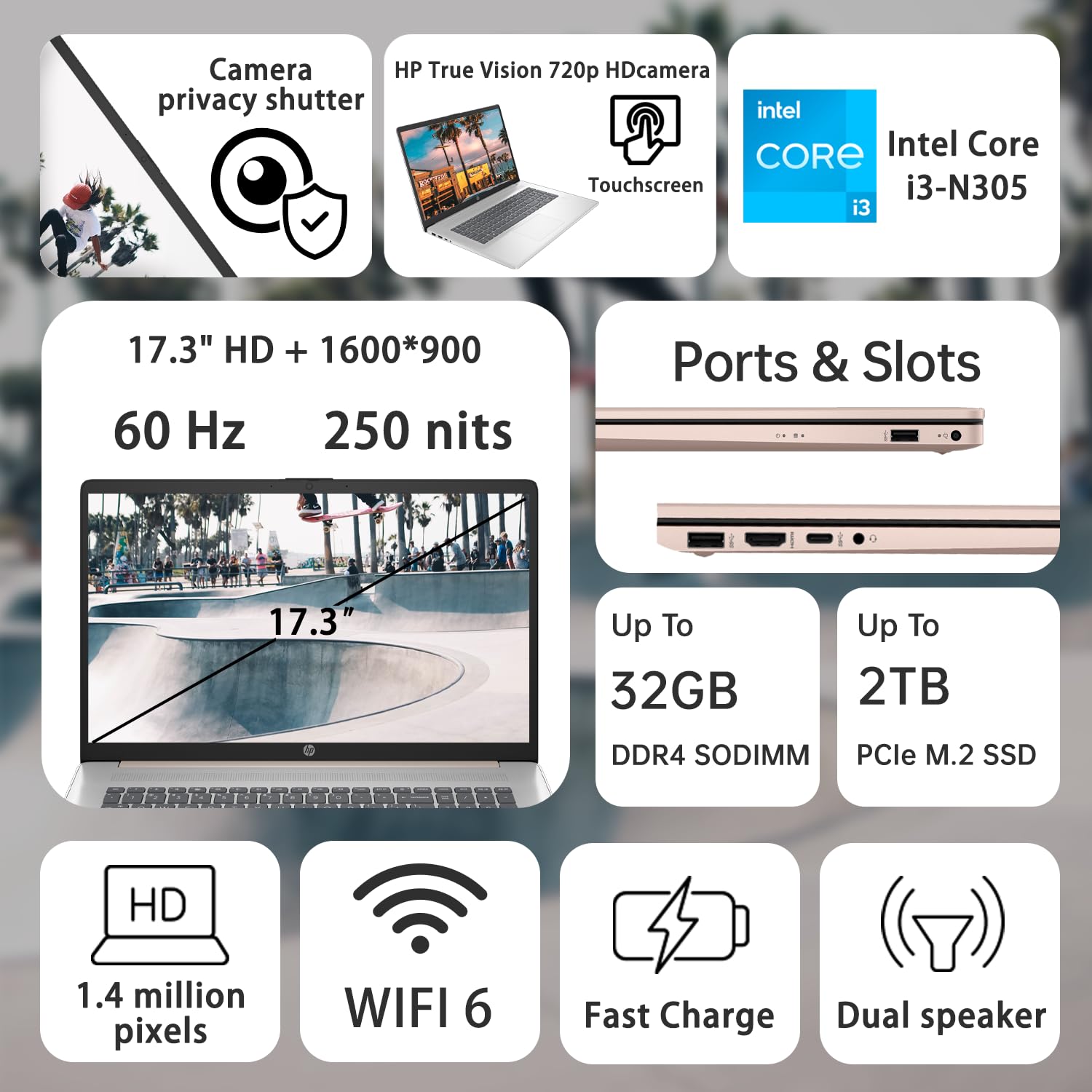 HP Essential 17t Daily Laptop - 17.3