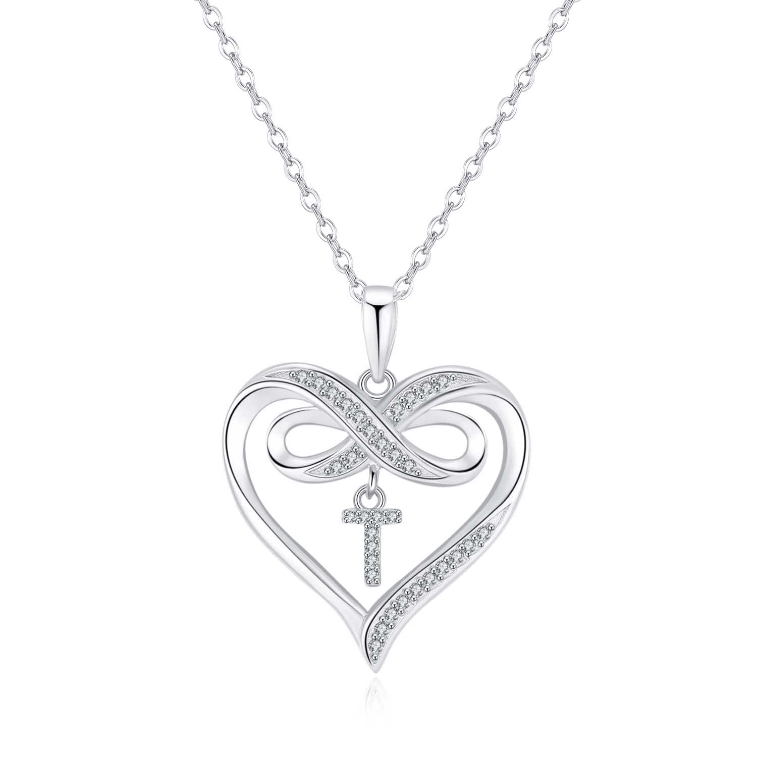Infinity Heart Initial Necklace for Women - 925 Sterling Silver Personalized Name Necklace, Dainty Heart Pendant Jewelry Gift for Her | Perfect for Valentine's Day, Anniversary, Birthday & Everyday Wear