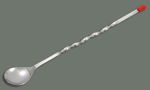 Premium 11-Inch Bar Spoon with Red Tip - Professional Cocktail Mixing Tool for Bartenders & Home Bars - Perfect for Stirring, Layering & Garnishing Drinks