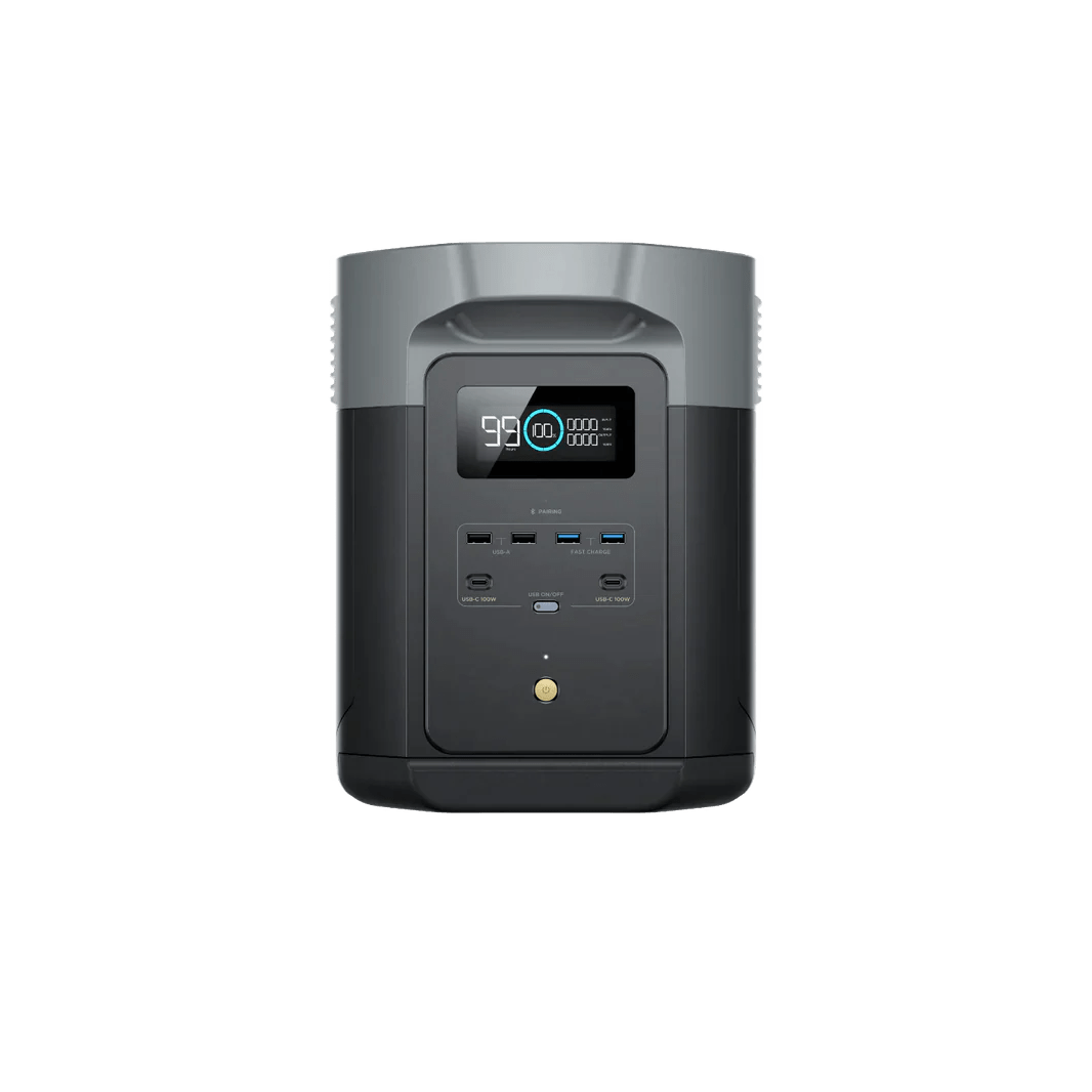 EcoFlow Delta 2 Max 2048Wh 2400W Portable Power Station with LiFePO4 Battery & 100W Solar Panel Kit - Solar Generator for Home Backup, Camping, RV, Outdoor Adventures