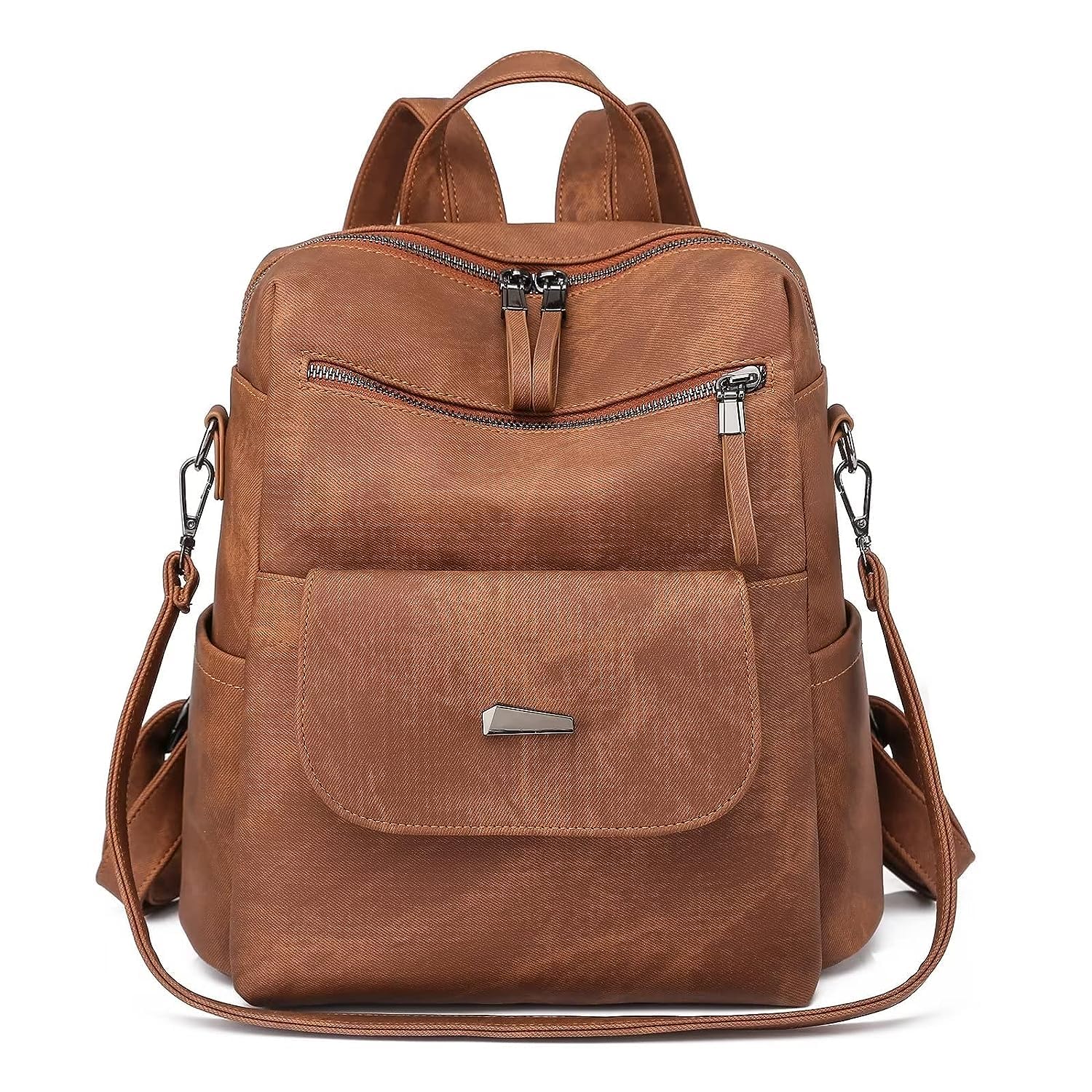 Stylish PU Leather Backpack Purse for Women - Fashionable Multipurpose Handbag with Shoulder Strap, Travel Backpack for Daily Use, Work & Weekend Getaways (Brown)