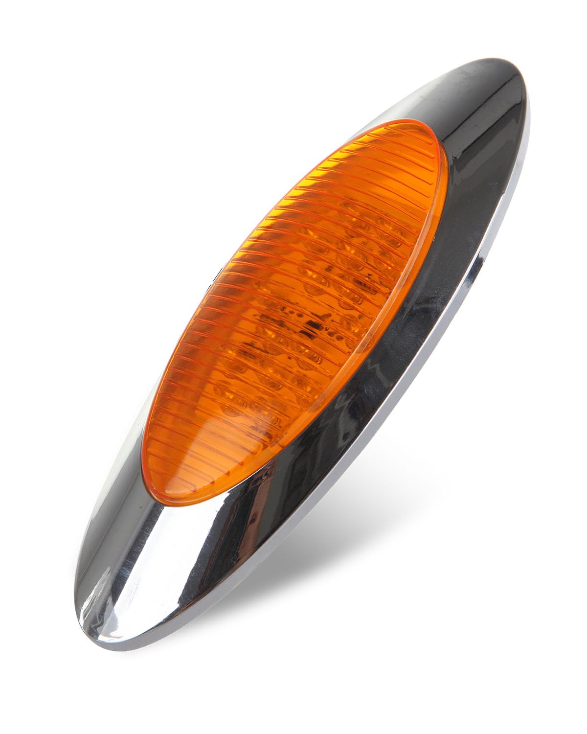 8x6.5 Inch Oval Amber LED Marker Lights with Chrome Bezel - Waterproof Truck Clearance Lights for Peterbilt, Kenworth, Freightliner - Perfect for Semi Trailers, RVs & Heavy Duty Trucks at Night