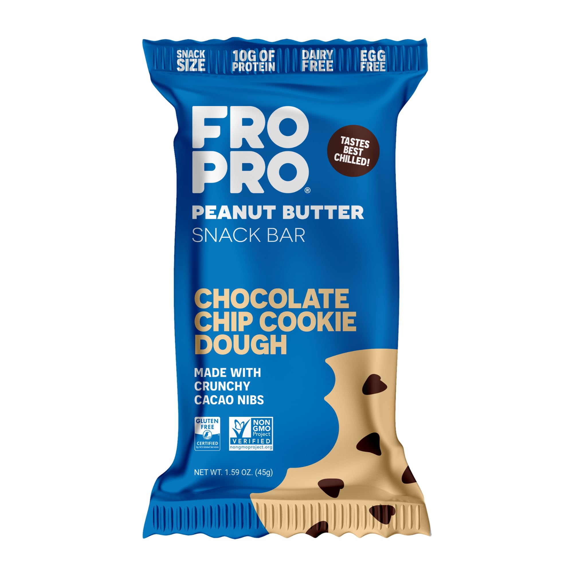 FROPRO Plant Based Protein Snack Bars - All Natural Vegan Protein Bars, Gluten Free, Dairy Free, Soy Free, Low Calorie High Protein Nutrition Bars | Chocolate Chip Flavor, 24 Count Pack - Perfect for Post Workout Recovery, Healthy Snacking & Weight Management