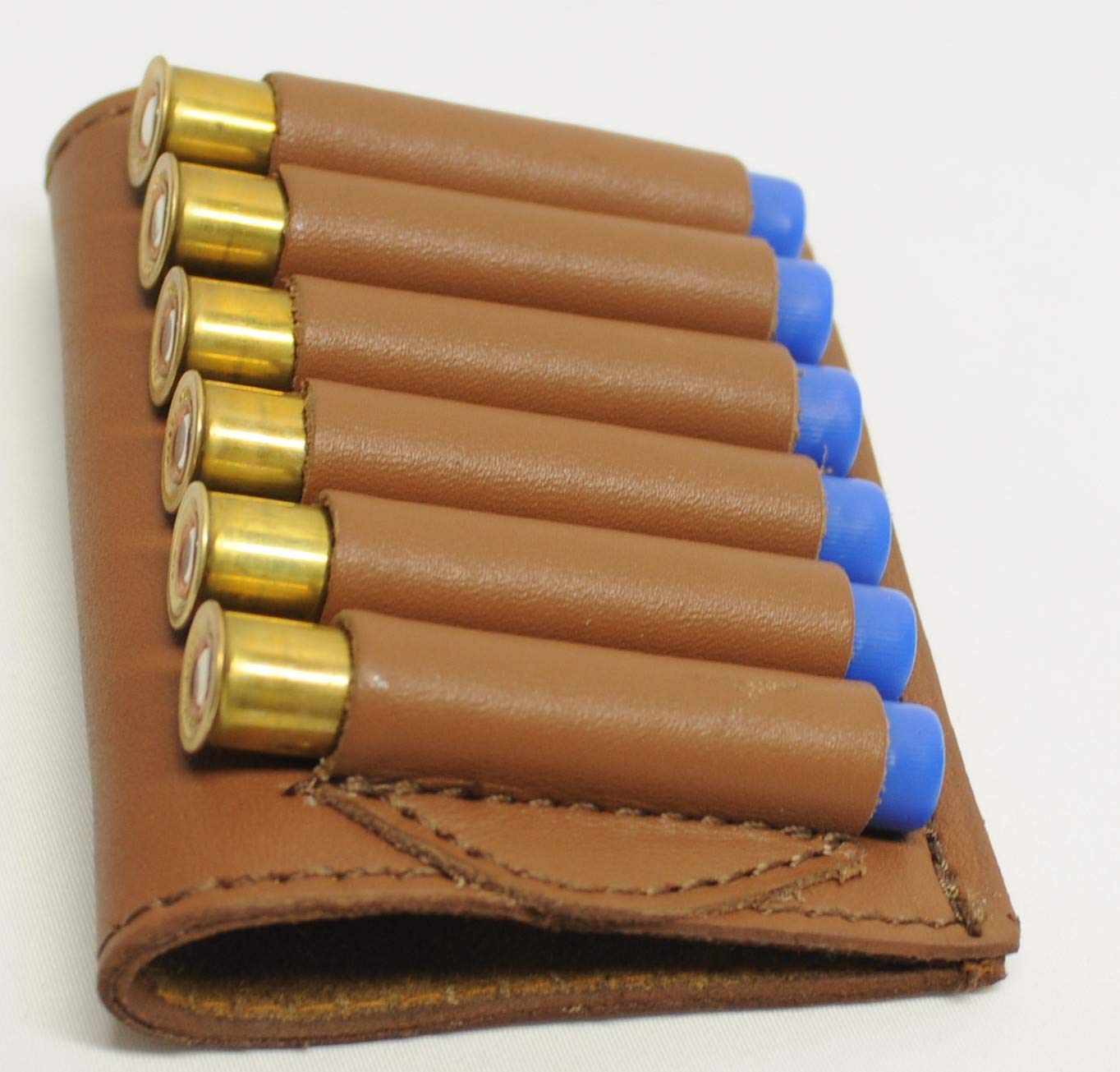 410 Gauge Leather Shotgun Shell Belt Holder - Tan Ammo Cartridge Pouch for Hunting, Shooting & Outdoor Activities