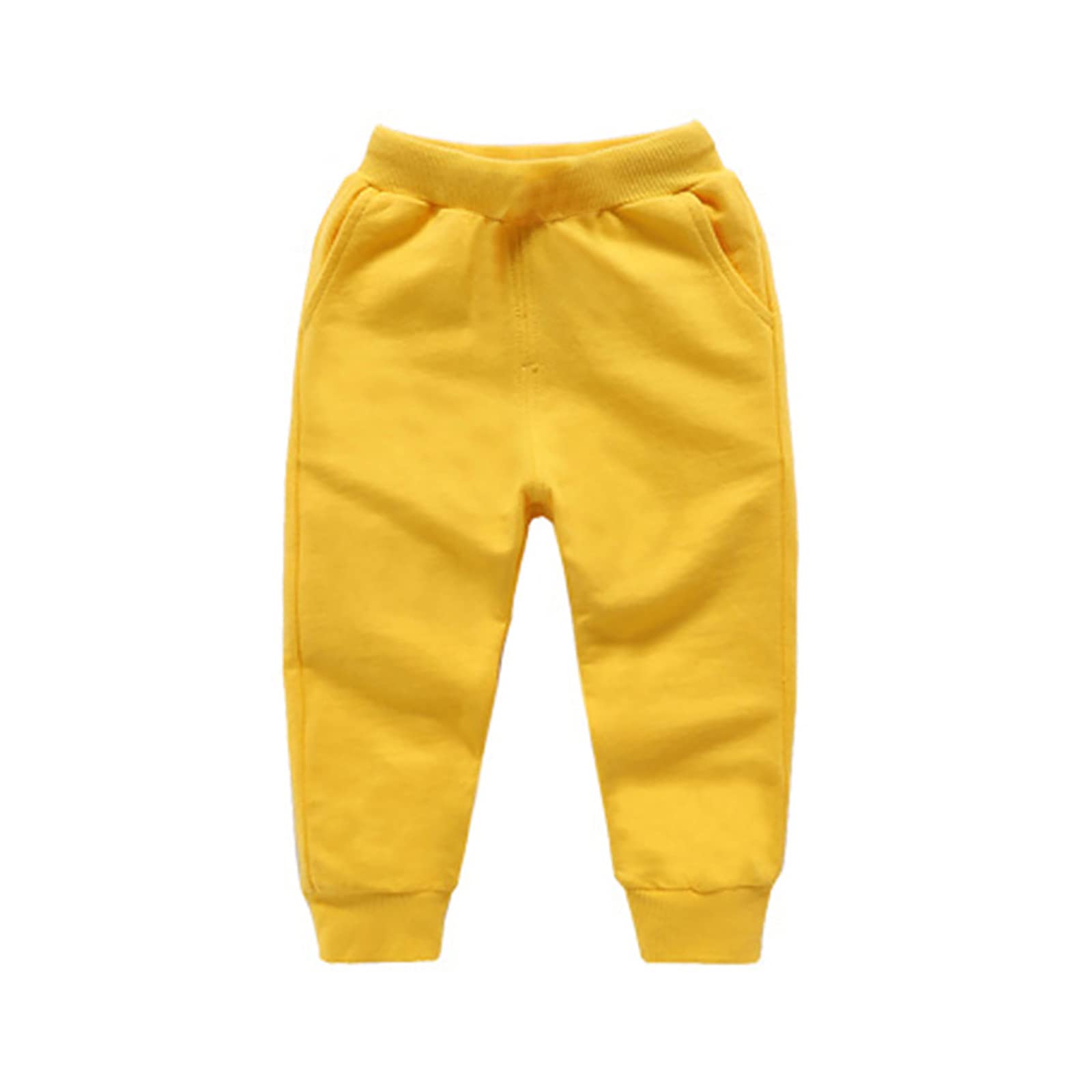Baby Boys & Girls Solid Color Pants 6M-7T - Toddler Casual Trousers with Pockets, Kids Elastic Waist Sweatpants Joggers - Perfect for Playtime, School & Outdoor Activities
