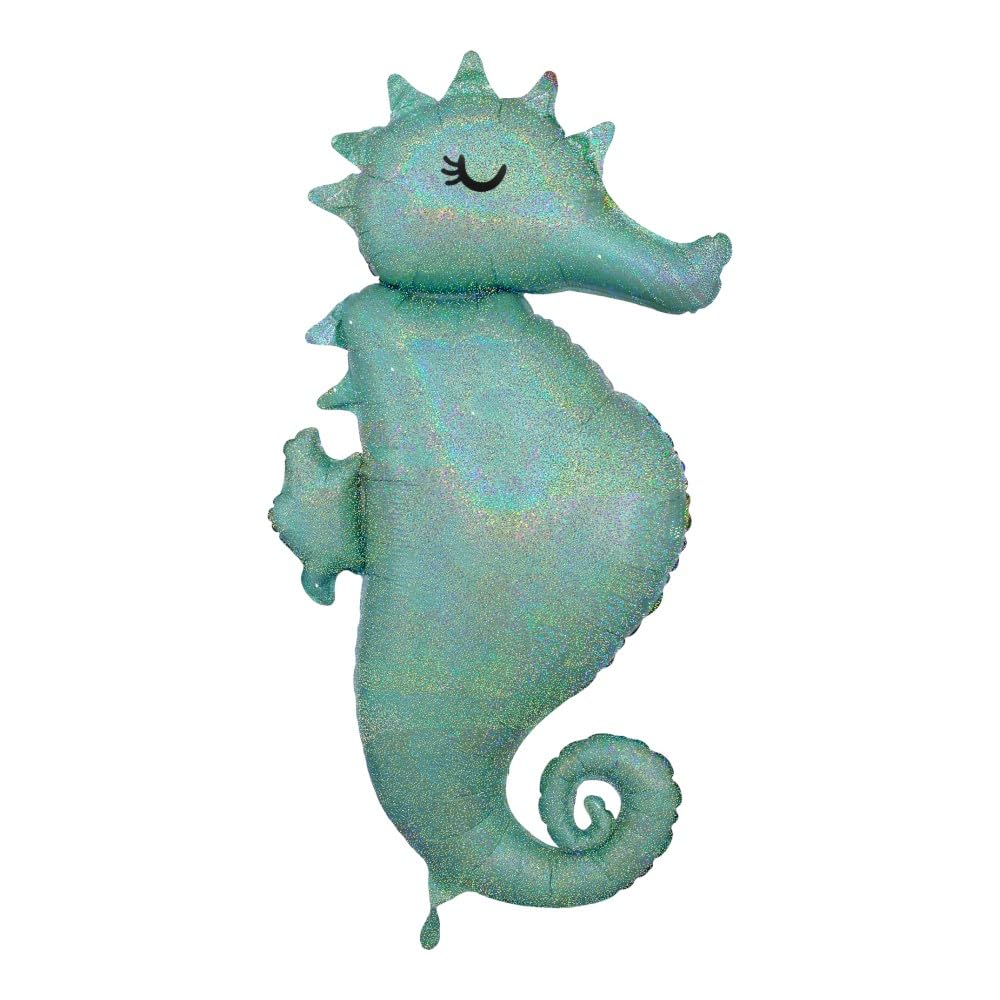 Anagram 3780001 Mermaid Wishes Seahorse Supershape Foil Balloon - Birthday Party Decorations, Baby Shower, Pool Party & Ocean Theme Events