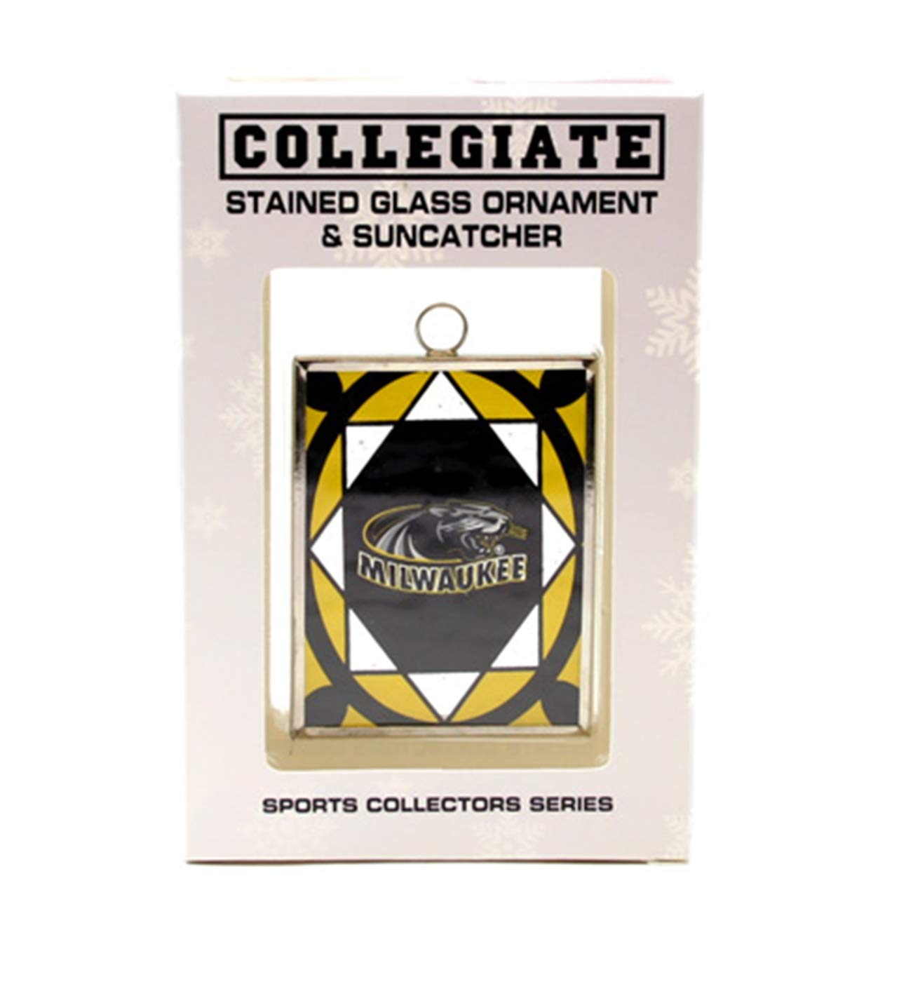Boelter Brands NCAA University of Wisconsin Milwaukee Panthers Stained Glass Christmas Ornament - Handmade Holiday Decor for Tree, Gift, or Fan Collection