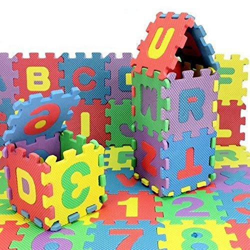 FunBlast 36-Piece Interlocking Foam Puzzle Mat for Kids - Alphabet & Number Learning Play Mat, Non-Toxic, Soft Floor Tiles for Baby & Toddler - Multicolor (Mat_36Pcs_New) | Perfect for Nursery, Playroom & Daycare Early Education