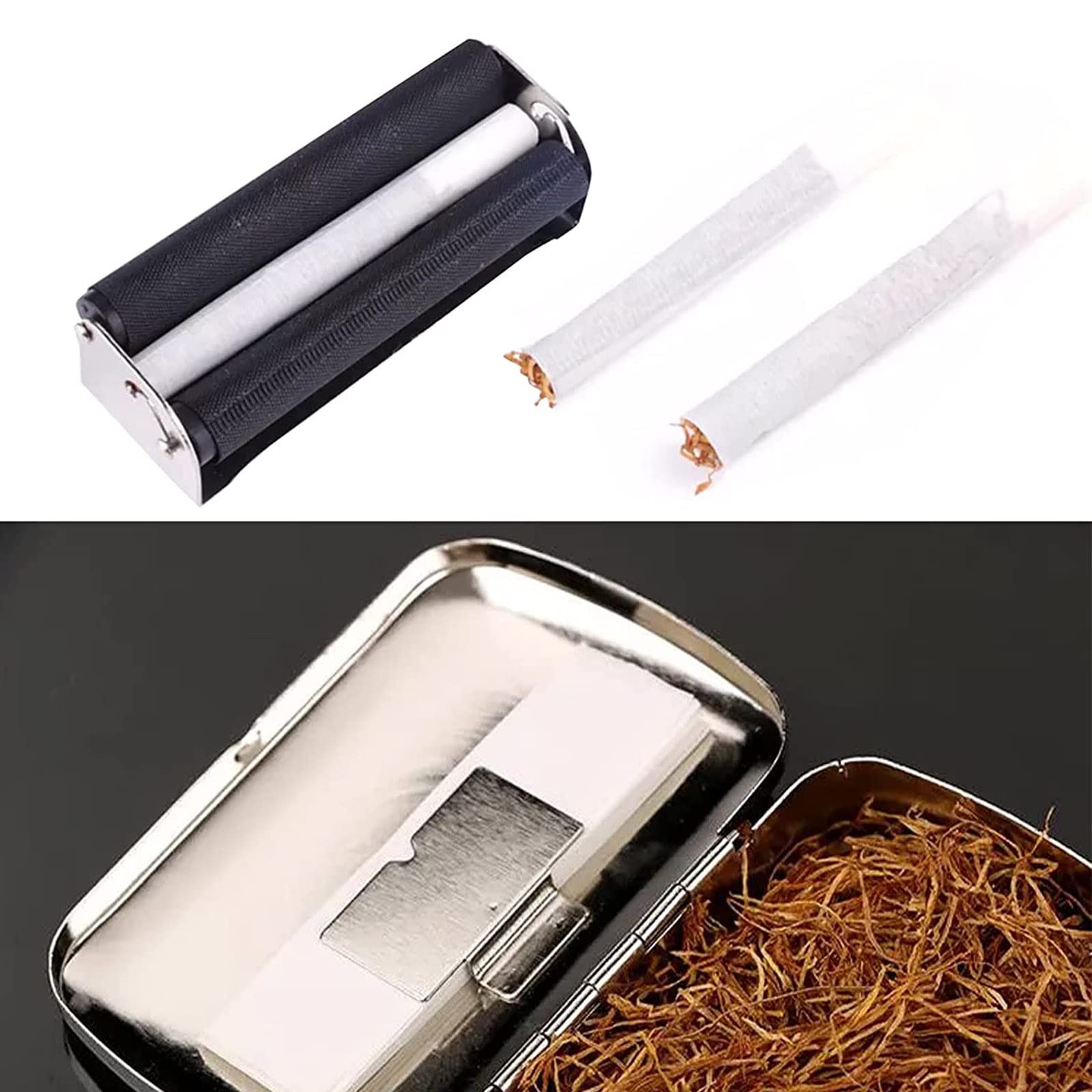 Premium 110mm Metal Cigarette Rolling Machine - Handheld Cigarette Maker & Tobacco Roller (No Lid) - Perfect for DIY Smokers, Travel & Outdoor Use