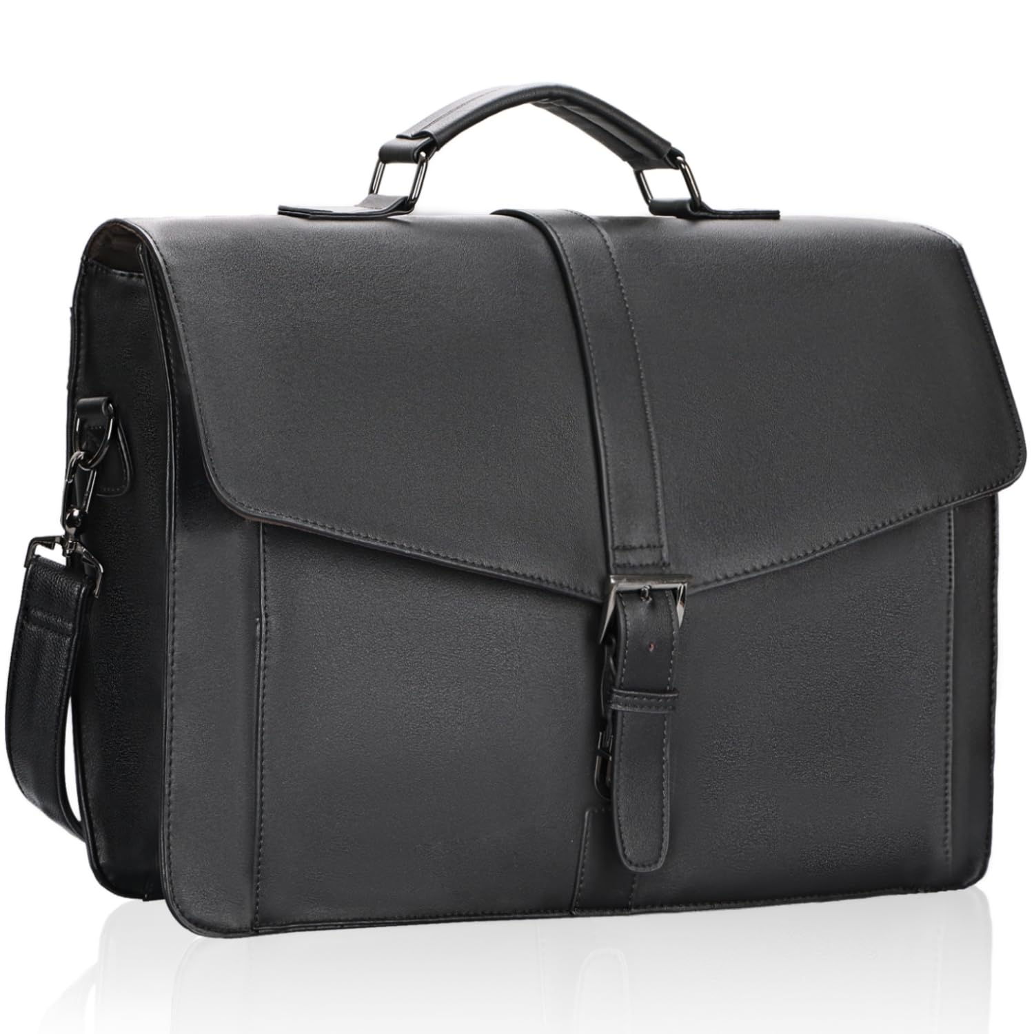 ESTARER Genuine Leather Messenger Bag for Men - 17.3 Inch Laptop Briefcase, Professional Business Shoulder Bag for Office, Work & Travel - Durable Leather Satchel for MacBook, Documents & Accessories (Black) - Perfect for Business Meetings, Daily Commute & Business Trips