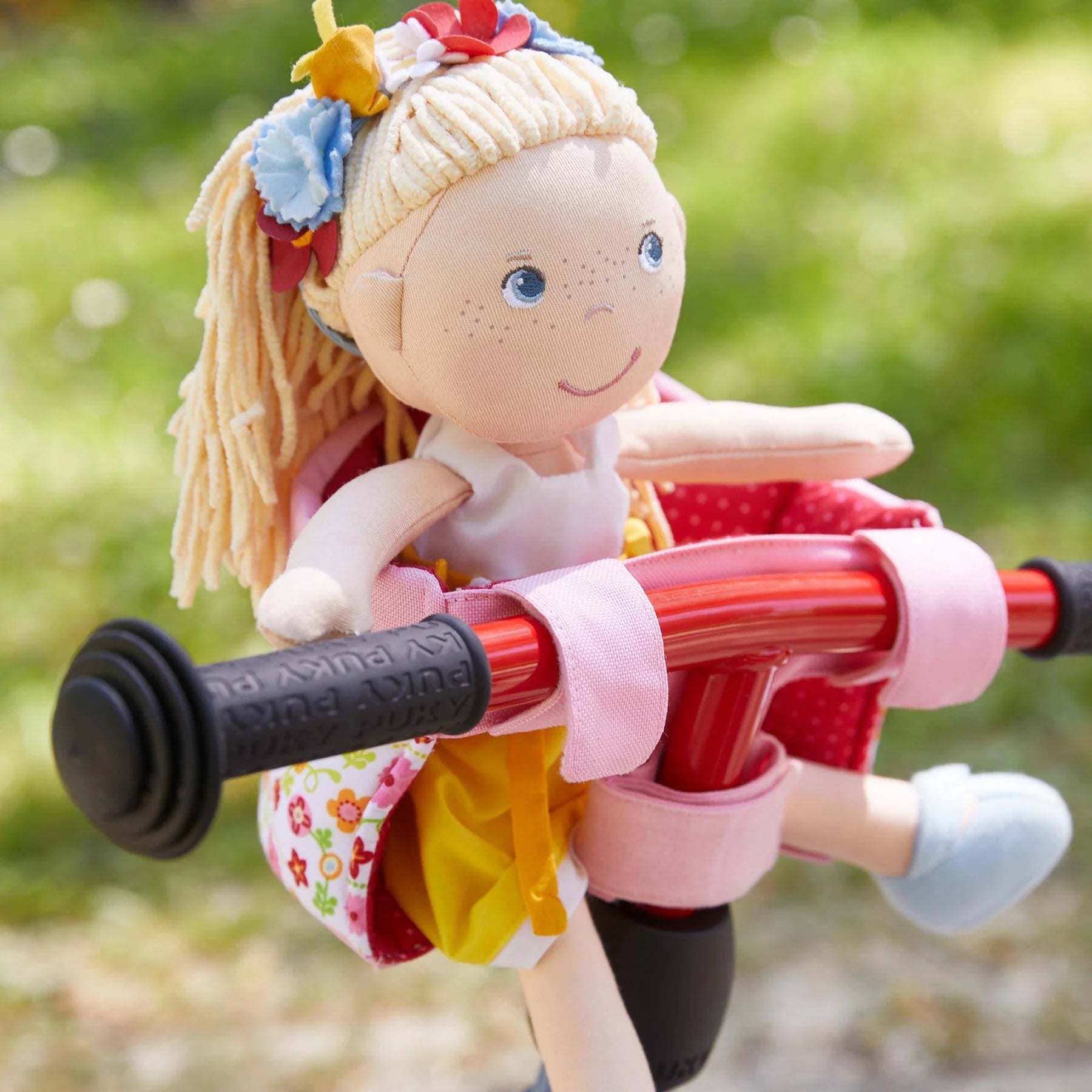 Bicycle Doll Carrier Seat - Flower Meadow Design for Kids | Safe & Comfortable Toddler Bike Seat | Perfect for Outdoor Family Rides & Park Adventures