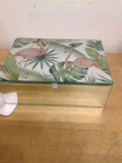 Tommy Bahama Glass Flamingo Box - 8-Piece Set for Tropical Home Decor, Poolside Parties & Beach Themed Events
