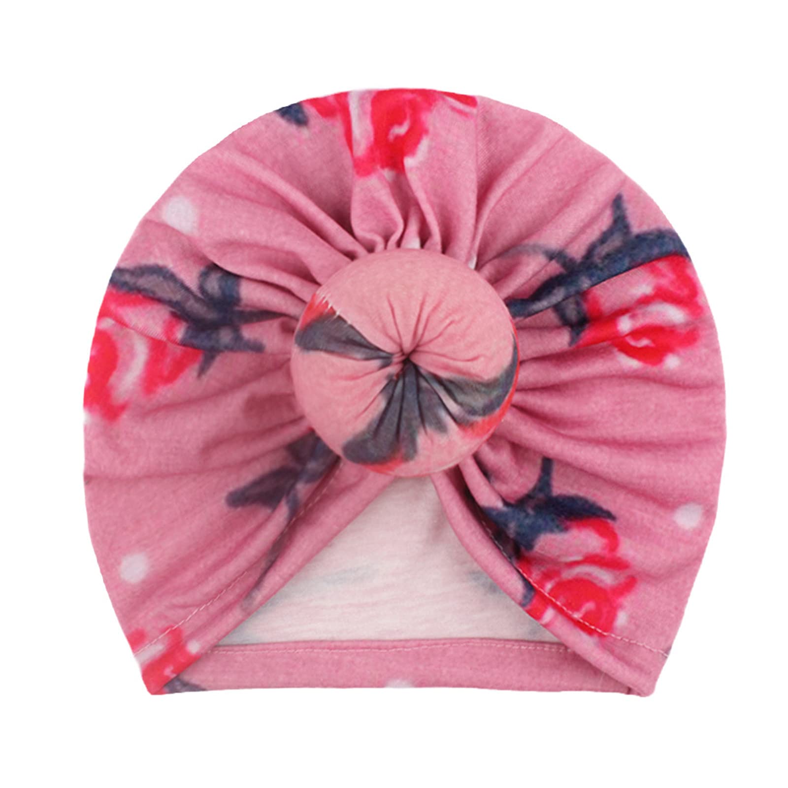 FIN86 1PC Newborn Baby Flower Print Winter Hat - Warm Fleece-Lined Hooded Cap for Infants 0-12 Months - Soft Polyester Beanie for Cold Weather, Photoshoots & Outdoor Activities