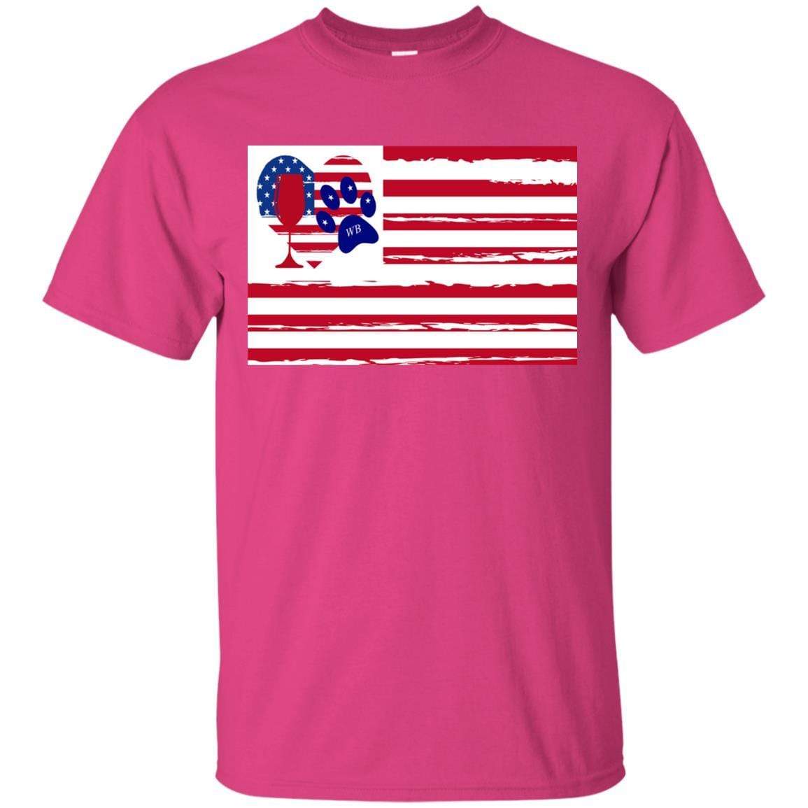 American Flag Wine Paw Heart T-Shirt - Ultra Cotton Comfort for Patriotic Pet Lovers | Perfect for 4th of July, BBQ Parties & Dog-Themed Events