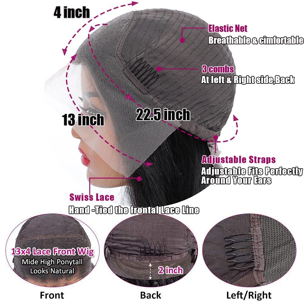 13x4 Body Wave Lace Front Wigs Human Hair 180% Density HD Lace Frontal Wigs for Women - 9A Glueless Pre-Plucked with Baby Hair, 38 Inch - Perfect for Daily Wear, Parties & Special Occasions