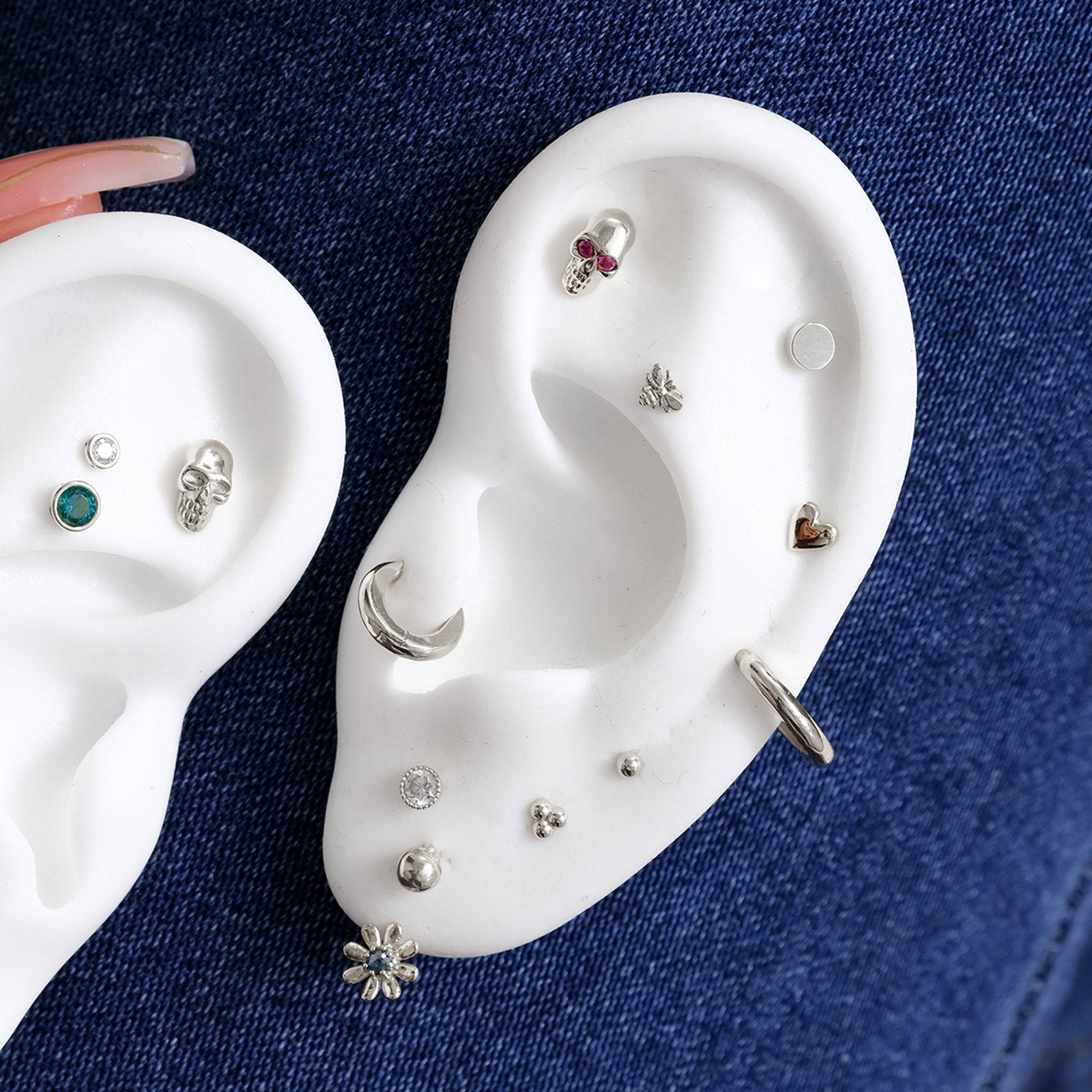 Minimalist Heart Stud Earrings - 14k Solid White Gold Flat Back Earrings for Women | Perfect for Everyday Wear, Gifts & Special Occasions