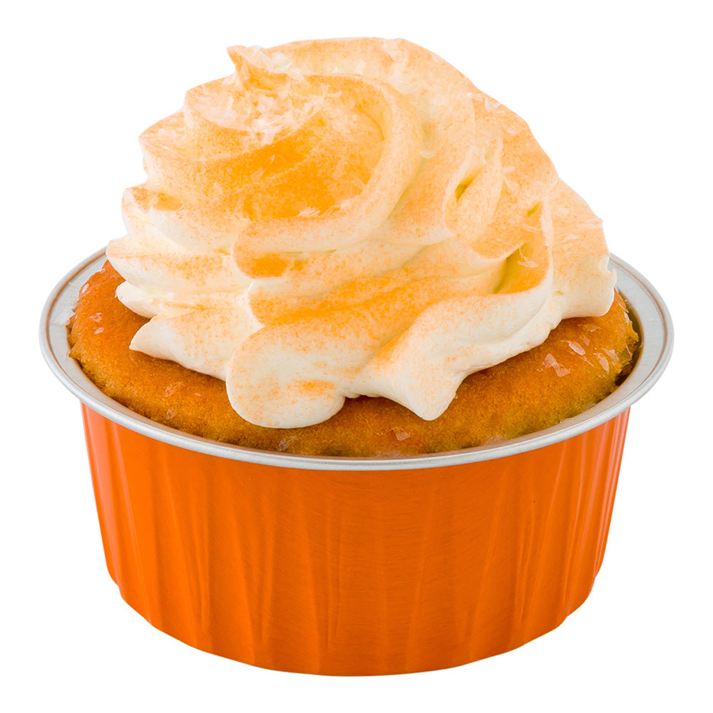 4 oz Round Orange Aluminum Baking Cups with Lids - 3.25