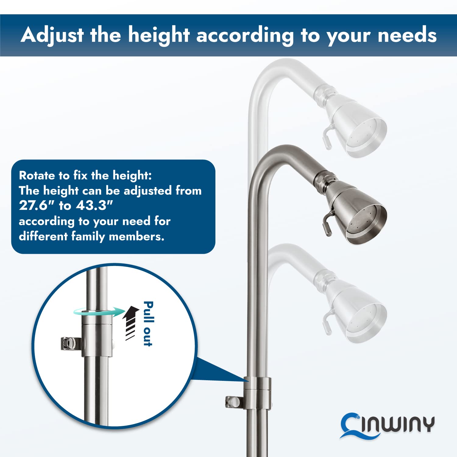Brushed Nickel Wall Mounted Exposed Shower Fixtures with Handheld Shower Head - Outdoor Shower Kit with 2 Cross Handles & Adjustable Slide Bar - Dual Function Shower Faucet for Bathroom, Poolside, and Garden Use